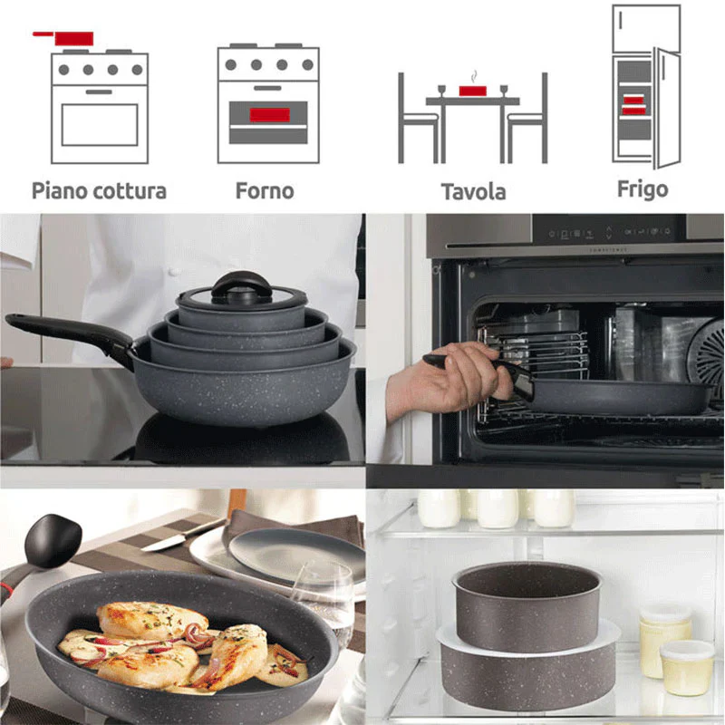 Lagostina Batteria di Pentole Ingenio Mineralis Green Set 13 pezzi