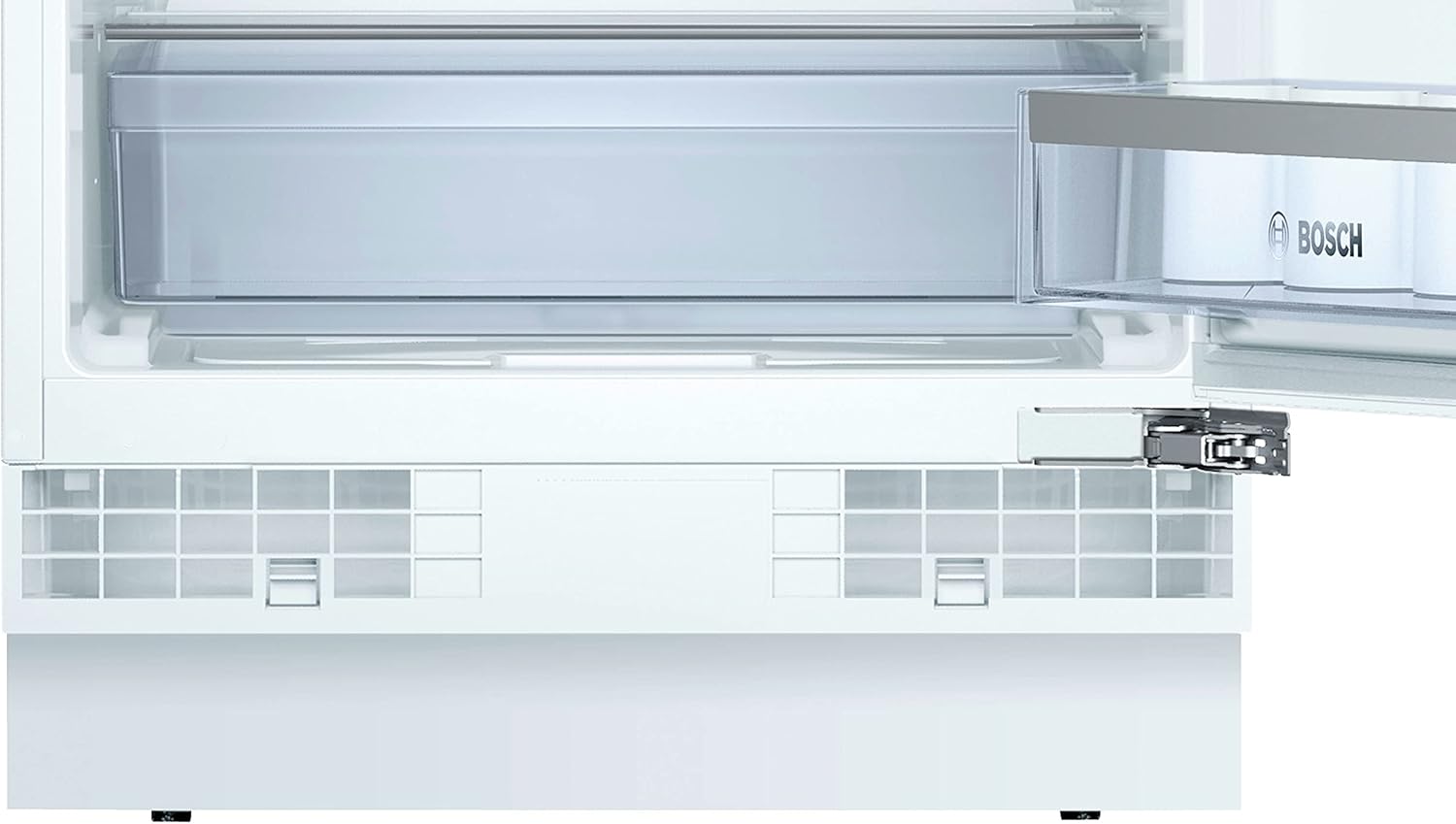 Bosch KUL15AFF0 Serie 6 Unterbau-Kühlschrank, 82 x 60 cm Nische, 123 L, Flachscharnier, Made in Germany, LED-Beleuchtung gleichmäßige Ausleuchtung, MultiBox Lagerung von Obst und Gemüse