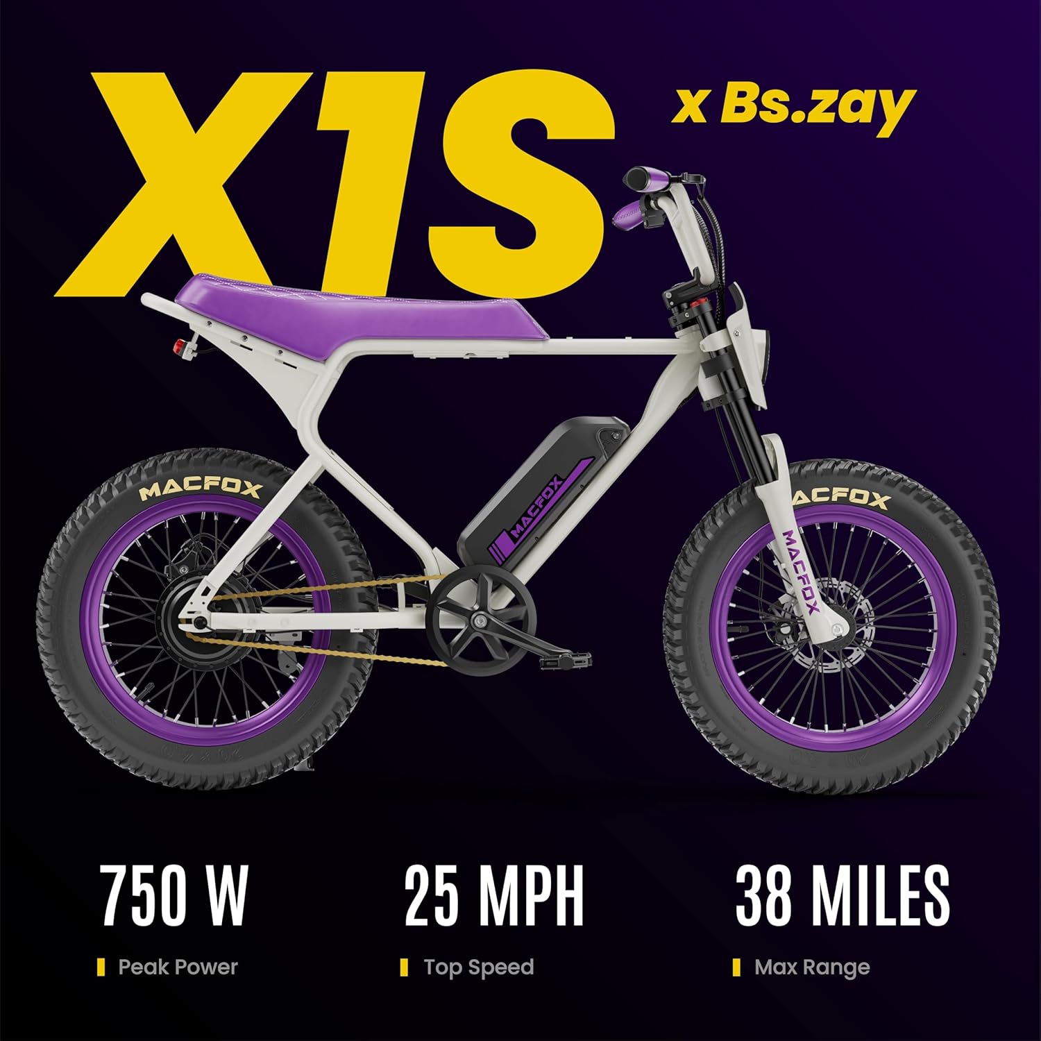 MACFOX Electric Bike for Adults Wheelies with 750W/500W Motor and 48V Ebike Battery, 20 Fat Tire Electric Dirtbike with Dual Disc Brakes and Shock Absorbers for Mountains, Road (US Warehouse)