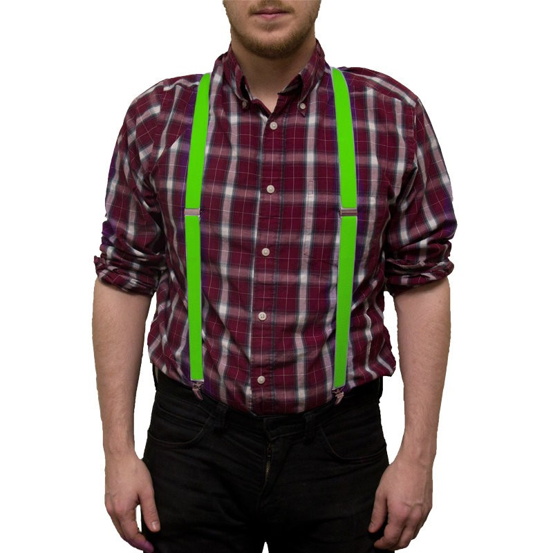 Lime Green Clip On Elastic Suspenders 12 PACK  WS1284D