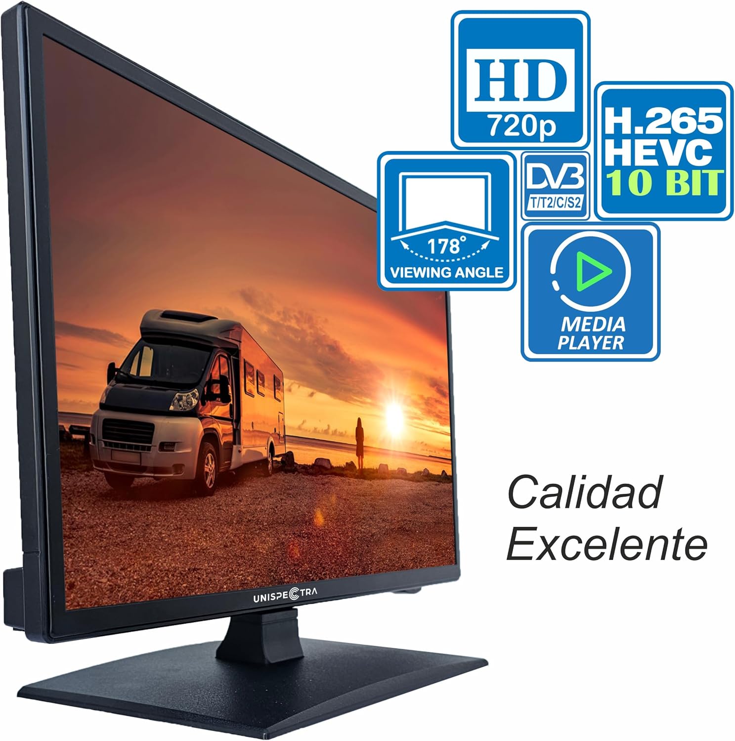 Unispectra ® 19 inch Smart TV (webOS) ELED + Magic Remote. 230 V 24 V. Triple Tuner TDT, Sat and Cable. 3 x HDMI. 12 V TVs for Motorhomes, Caravans TV, Trucks, Boats