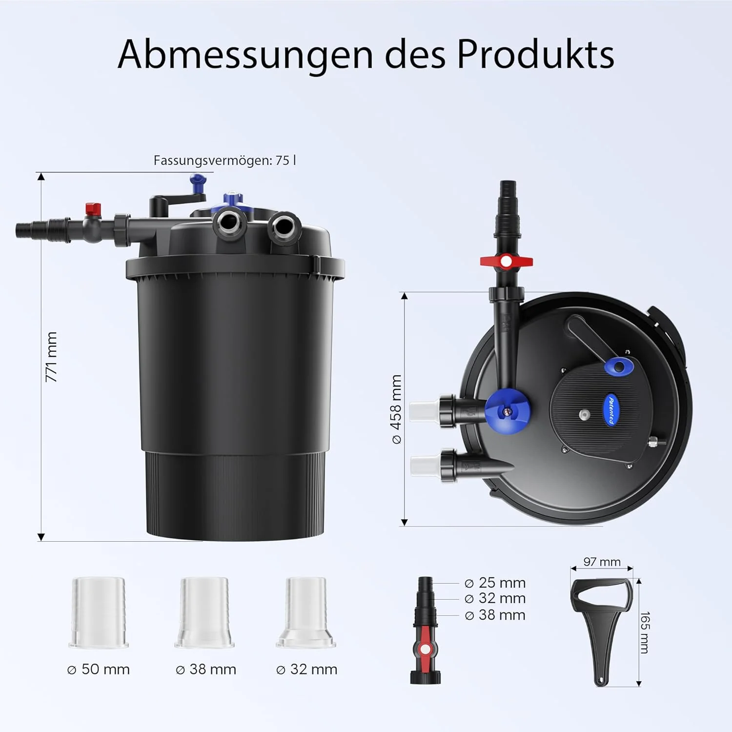 SunSun CPF-15000 drukfilter 10.000 l/u / 18 W UVC-eenheid, vijverdrukfilter voor vijvers tot 30.000 liter, vijverzuiveraar, filterinstallatie