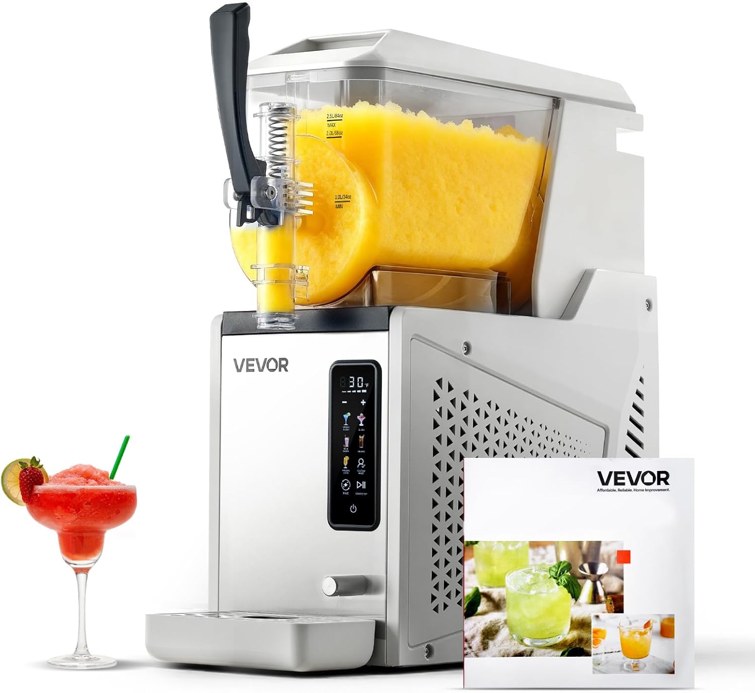 VEVOR Slush Maschine 1 x 3 L, Slusheis Eisbereiter 350 W (kein Eis nötig), Elektrische Margarita-Maschine mit Selbstreinigungsfunktion, Geeignet für Frozen Margaritas Frappés Milchshakes Shakes