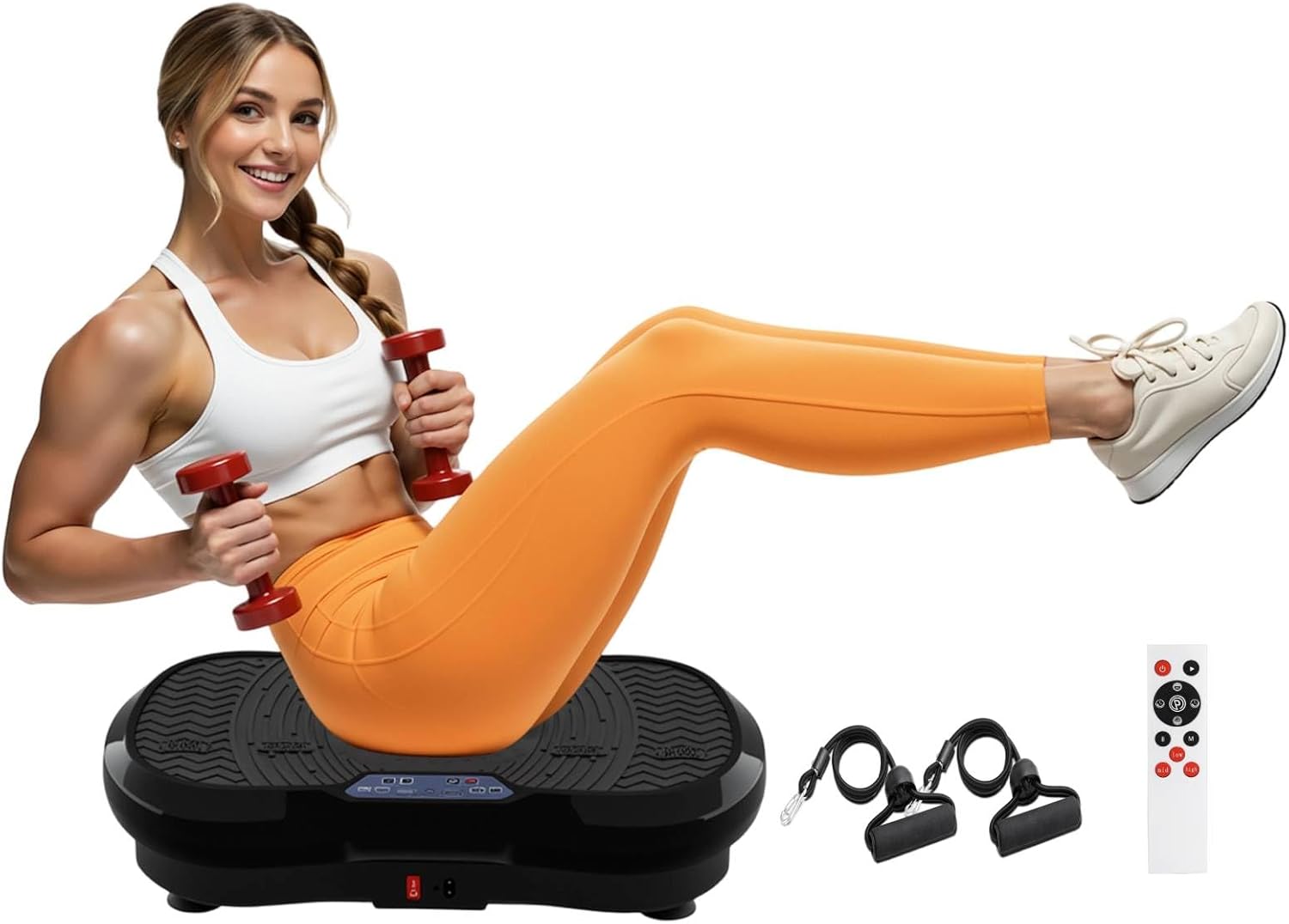 TLGREEN vibrationsplatta med ultratyst motor,120 Steg + 10 Träningsprogram,med Fjärrkontroll,Lhalkfri,Helkroppsträning,Förlora fett