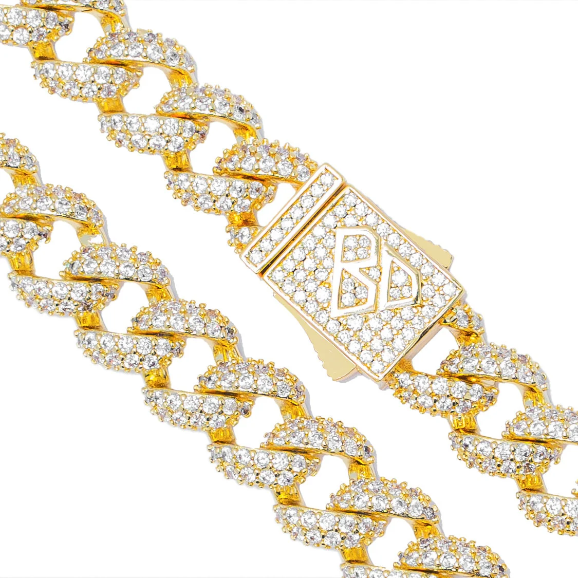 Big Daddy 9MM Diamond Curb Cuban Gold Iced Out Chain