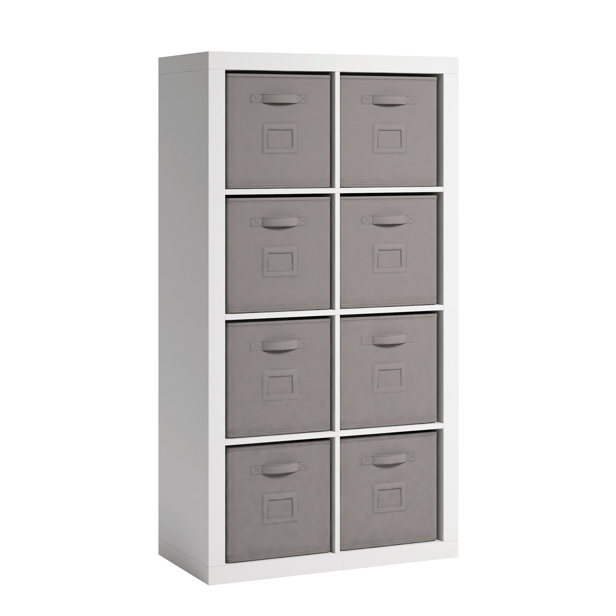 2026 Nuevo Sauder Stow-Away Organize estantería librero de 2 niveles con 8 cubos acabado blanco