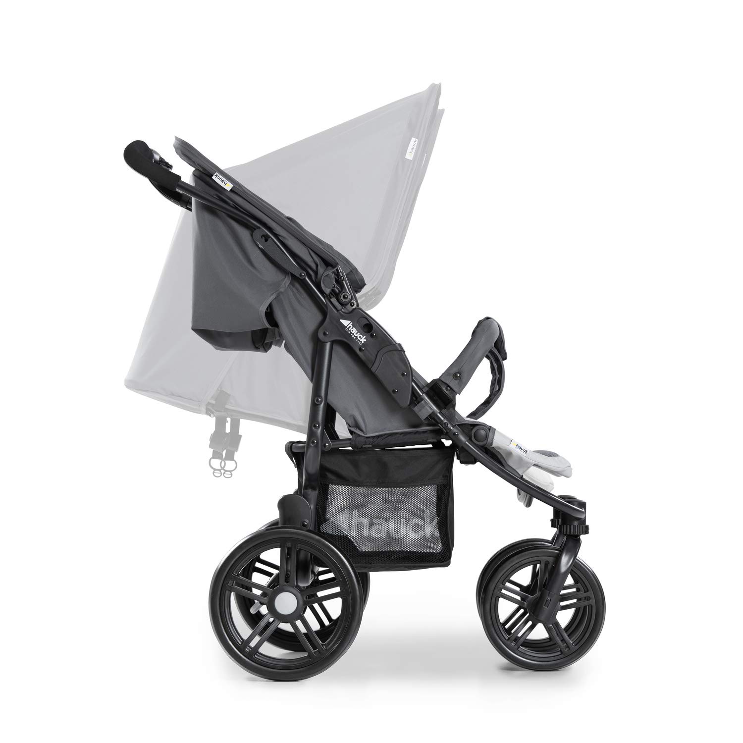 hauck Geschwisterwagen Roadster Duo SLX, Zwillingsbuggy ab Geburt bis 15 kg (ca. 3 Jahren) mit Liegefunktion, XL Korb, Einfach und Klein Zusammenklappbar, Große Räder (Grey/Silver)