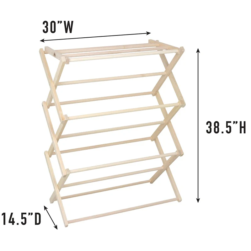 Pennsylvania Woodworks Medium Flat Top Clothes Drying Rack: Solid Maple Hard Wood Laundry Rack for Sweaters, Blouses, Lingerie & More, Durable Folding Drying Rack, Made in USA, No Assembly Needed