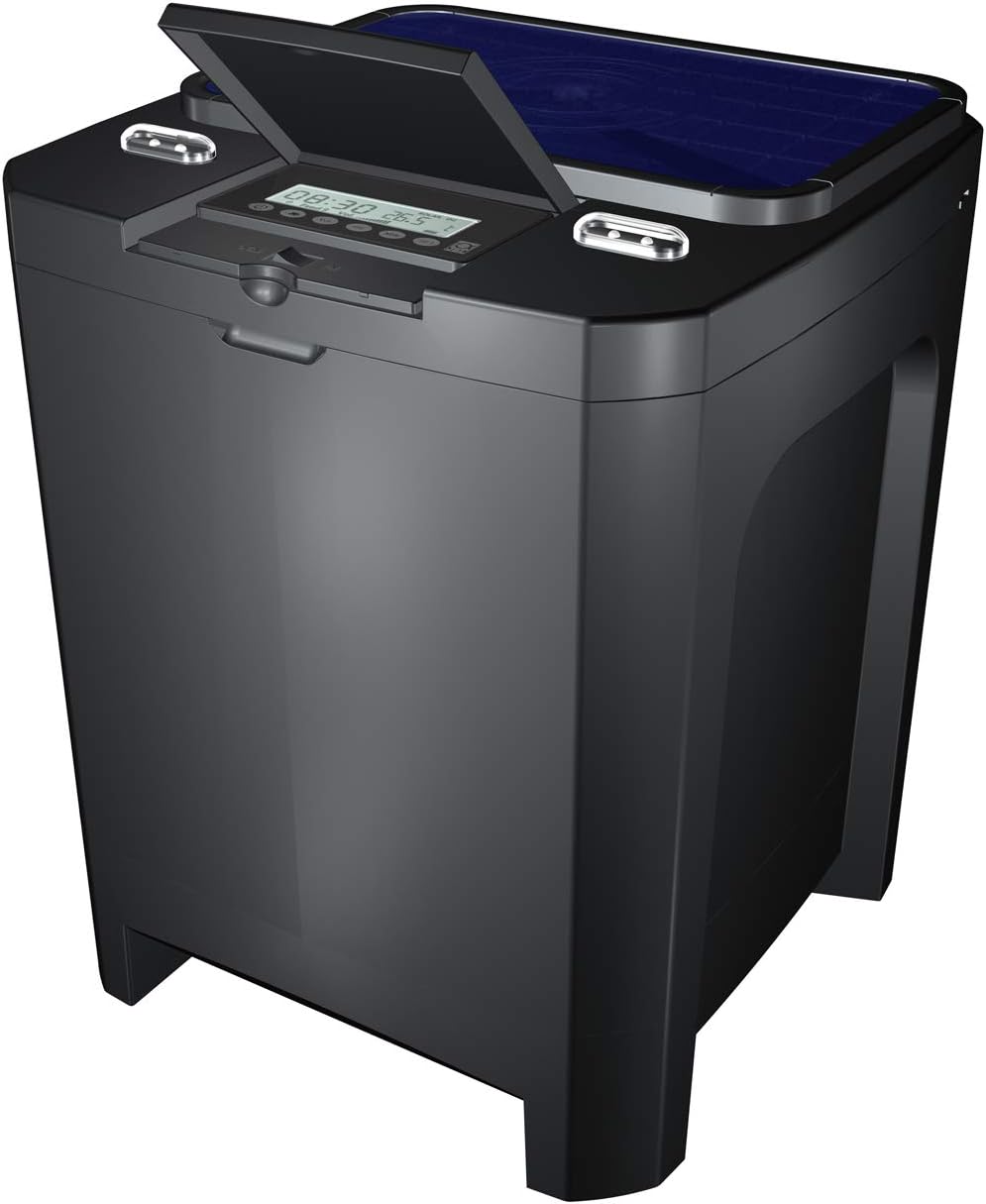 JBL Futterautomat für Koi und andere Teichfische, PROPOND AUTOFOOD, Wetterfest, Solar, 37,5 x 37,5 x 46,2 cm, schwarz