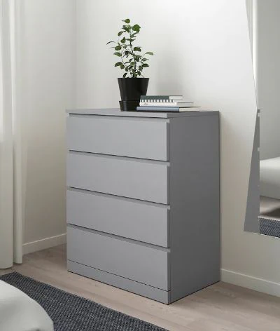 Cómoda MALM de 4 cajones IKEA, gris, 80x100 cm