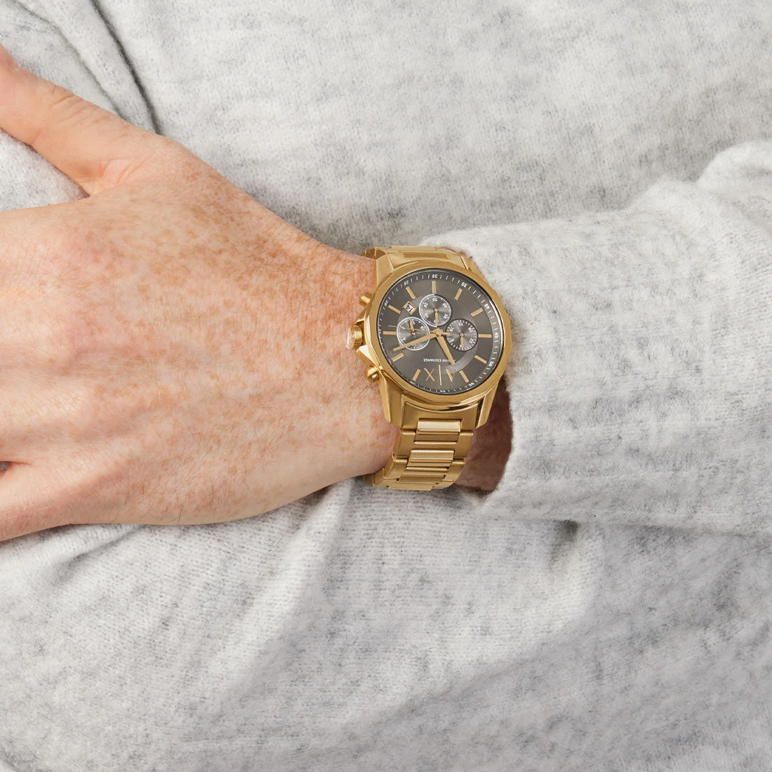 Armani Exchange All Gold Chronograph Grey Dial Men's Watch - AX1721