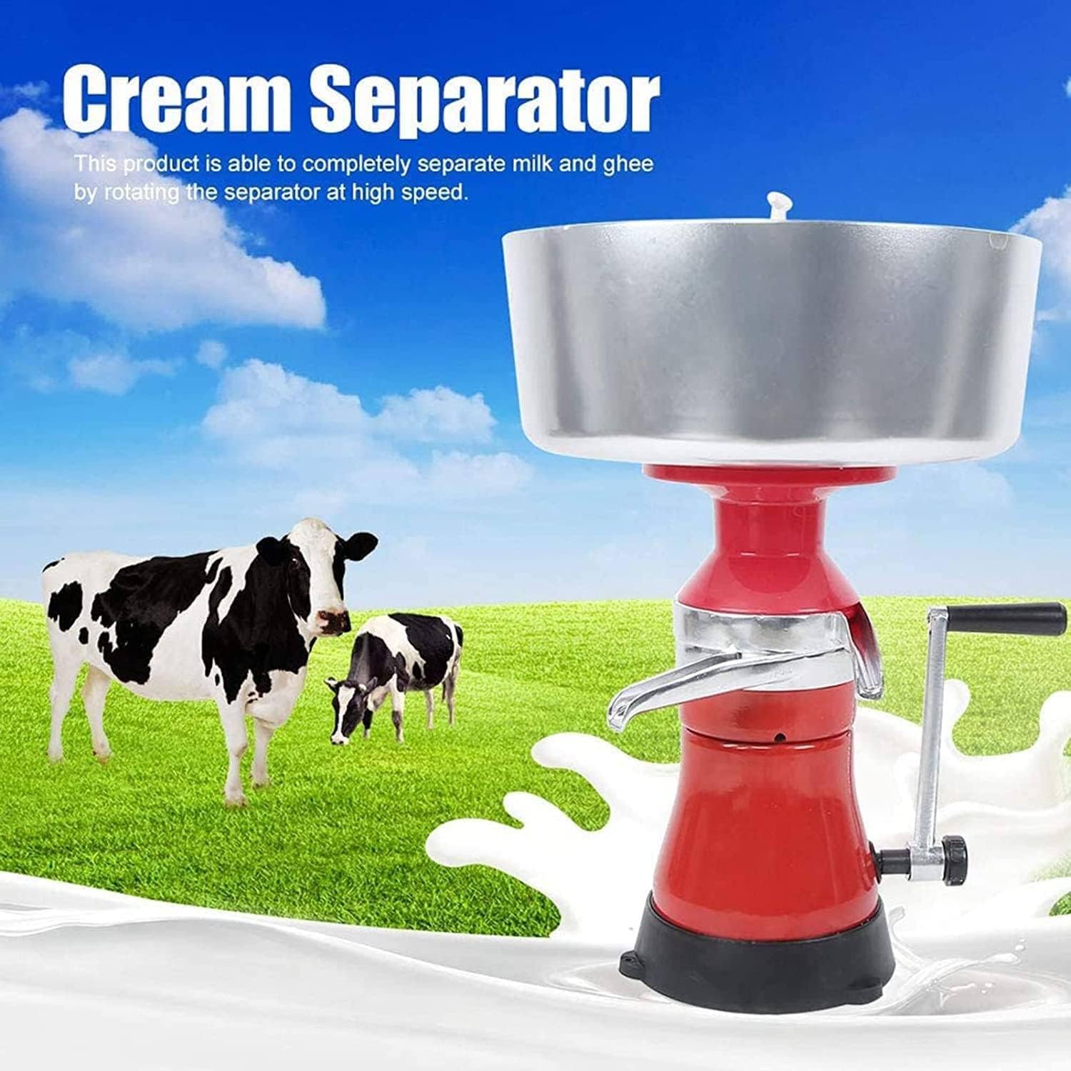 Elektrische Milchzentrifuge Milchseparator, Milch Sahne Zentrifugal Separator Rahmzentrifuge Für Frischmilch, Rahmzentrifuge Für Milch, Elektrischer Rahmseparator, 80L/H Rahmseparator Mit 12L-Schüssel