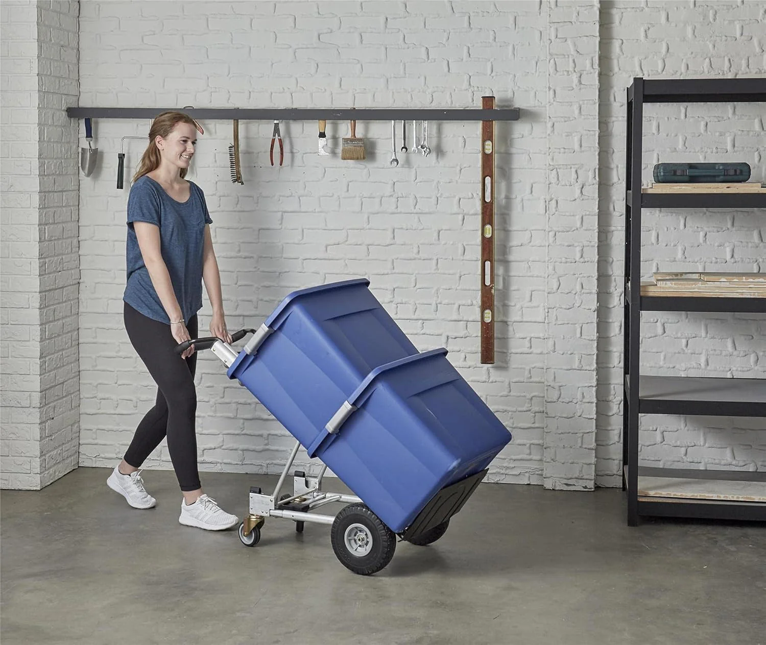 4-in-1 folding hand truck with puncture-proof wheels