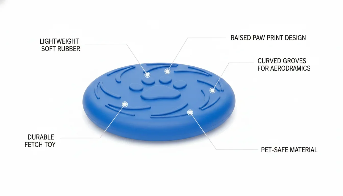 Soft Rubber Dog Frisbee, Durable Lightweight Flying Disc, Blue