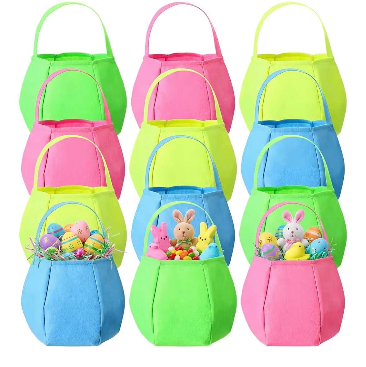 Large Easter Baskets  | Round Multicolor 10 x 10 Wide  3938
