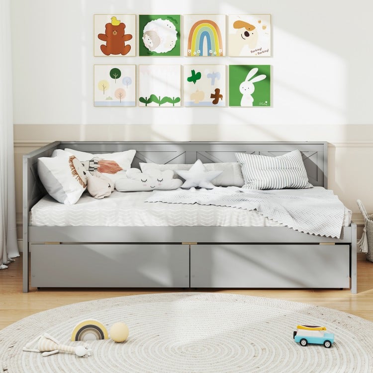 Twin Size Daybed with 2 Storage Drawers No Box Spring Needed