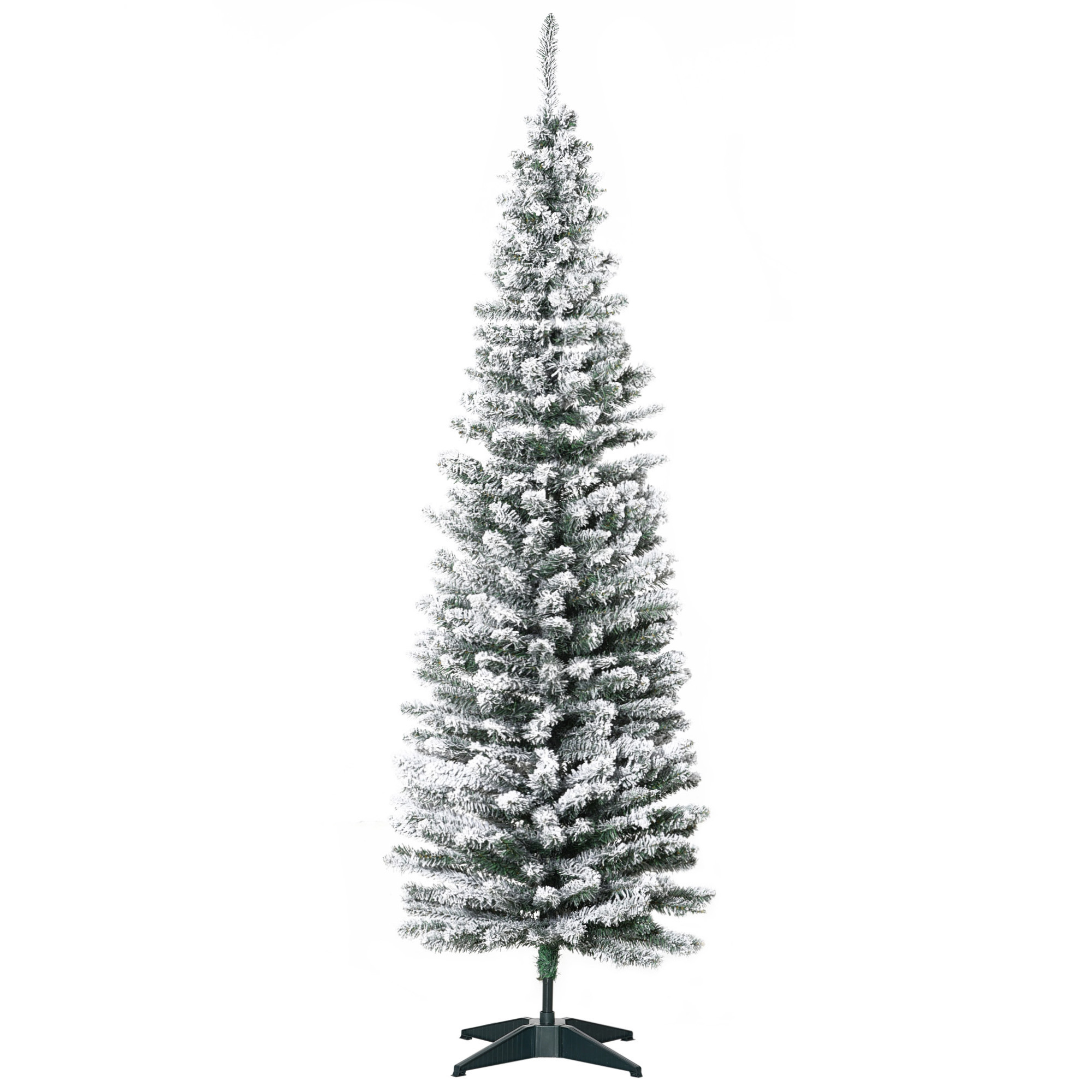 Kunstmatige Kerstboom, 210 cm, Besneeuwde PVC-Takken, Opvouwbaar, Metalen Standaard, Groen/Wit