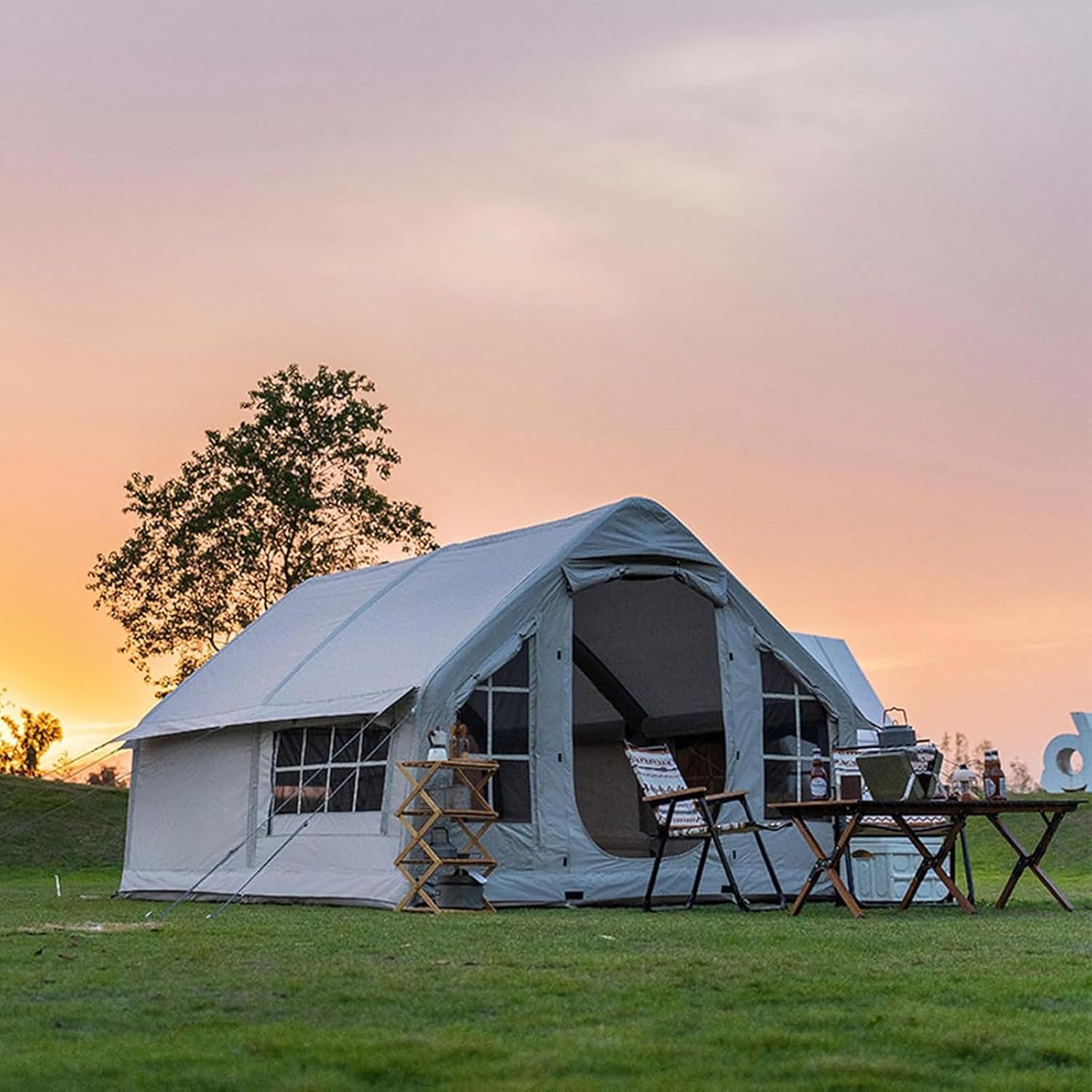 Inflatable Camping Tent with Chimney Opening