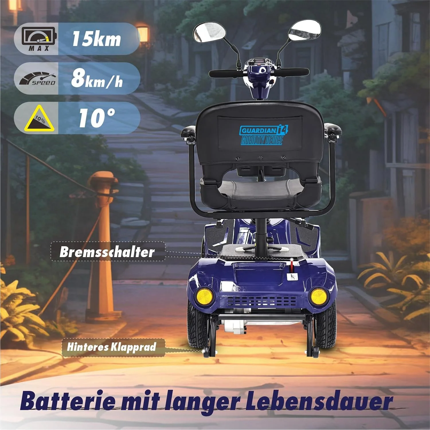 2025 Elektrische mobiliteitsscooter met 4 wielen voor volwassenen en senioren ?C Compact, krachtig model met langeafstandsaccu en achteruitkijkspiegels