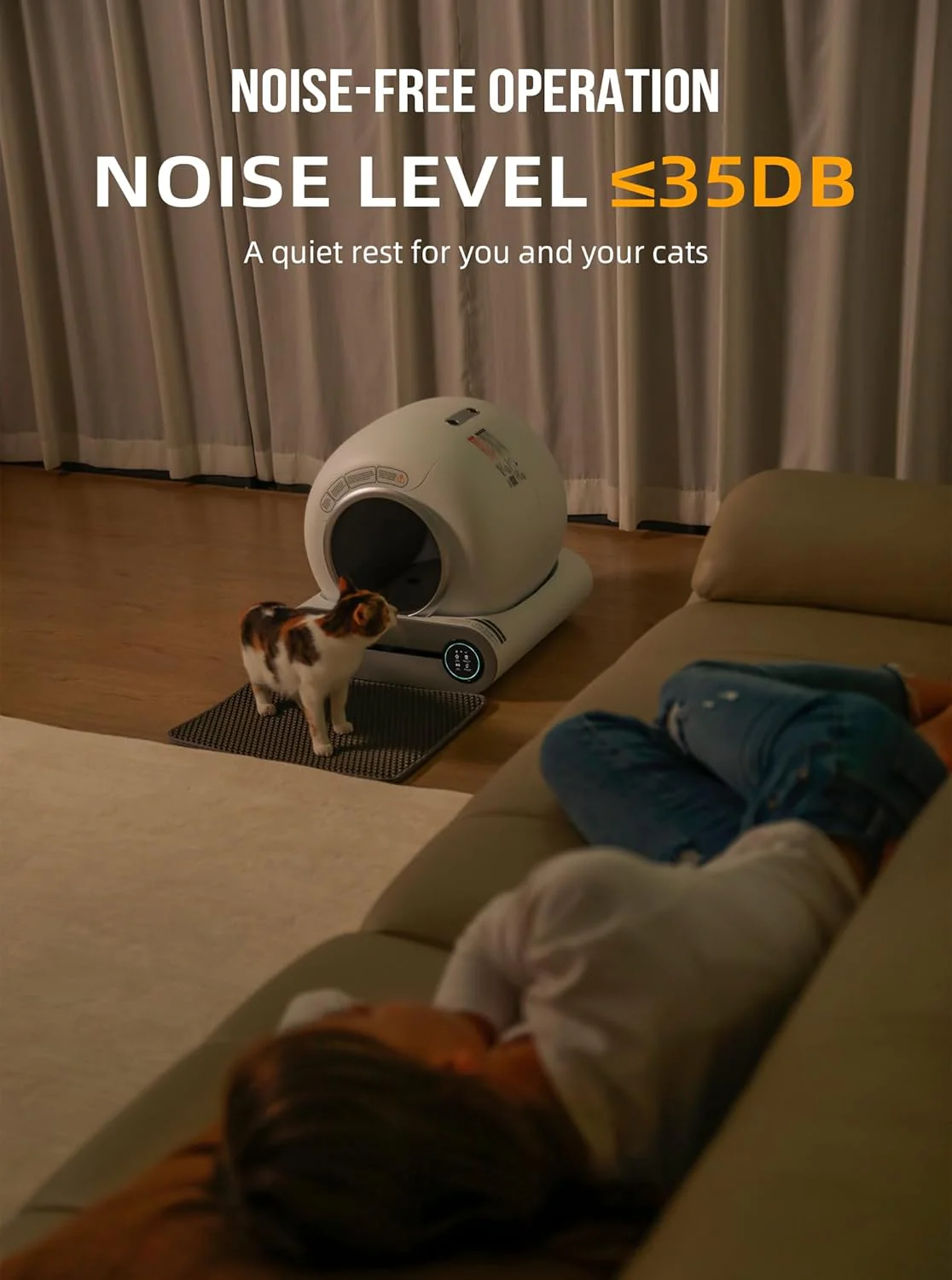 Selbstreinigende Katzentoilette, Automatische Katzentoilette mit Matte und Einlagen, 65 l + 9 l gro?e Kapazit?t, Selbstreinigende Katzentoilette, App-Steuerung/Geeignet f��r mehrere Katzen �C Grau