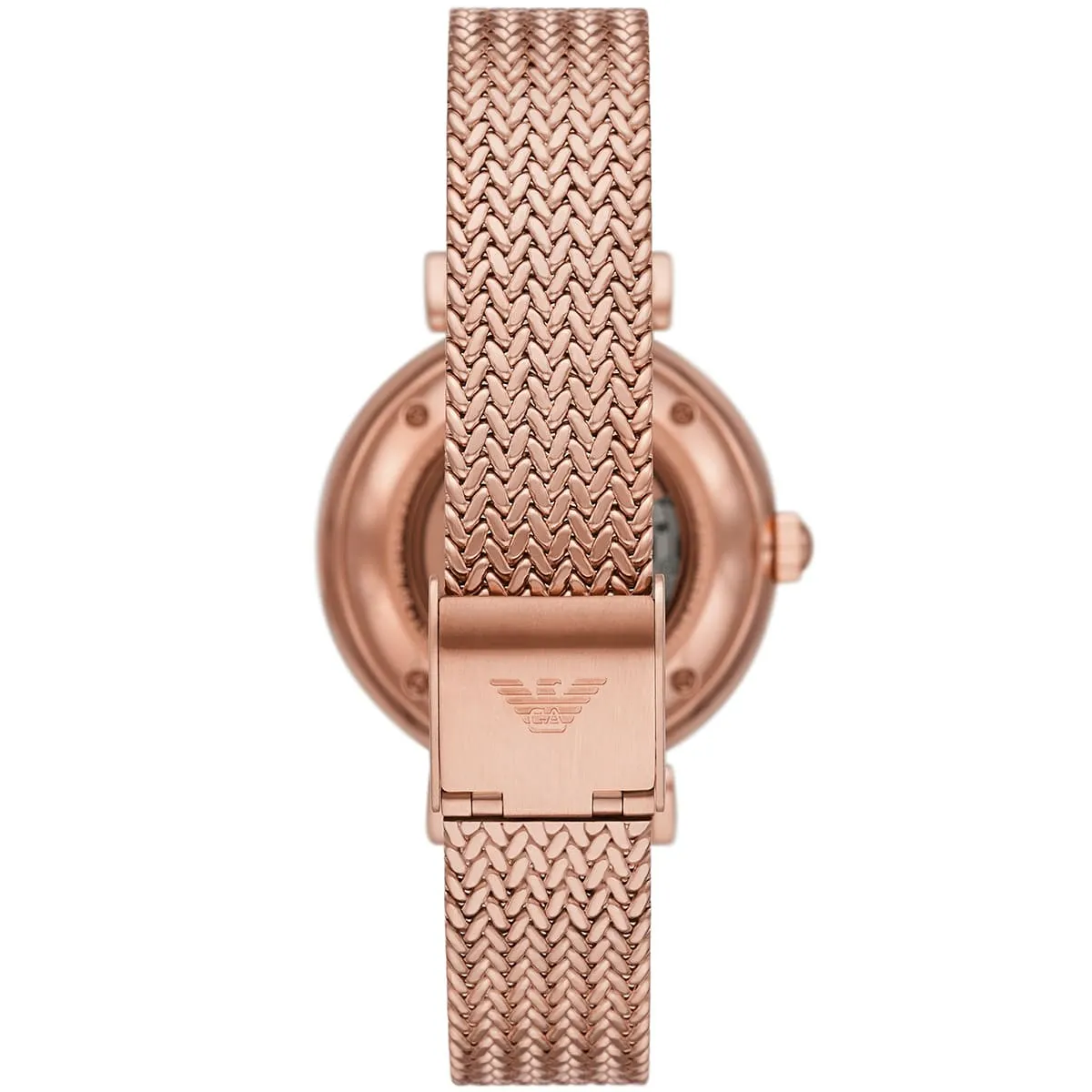 Emporio Armani Meccanico Automatic White Dial Rose Gold Mesh Strap Watch For Women - AR60063 - AR60063