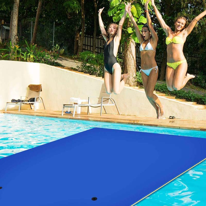 18 x 6 FT Floating Water Pad, 3-Layer XPE Foam Water Mat with Rolling Pillow, Floating Island for River Lake Ocean