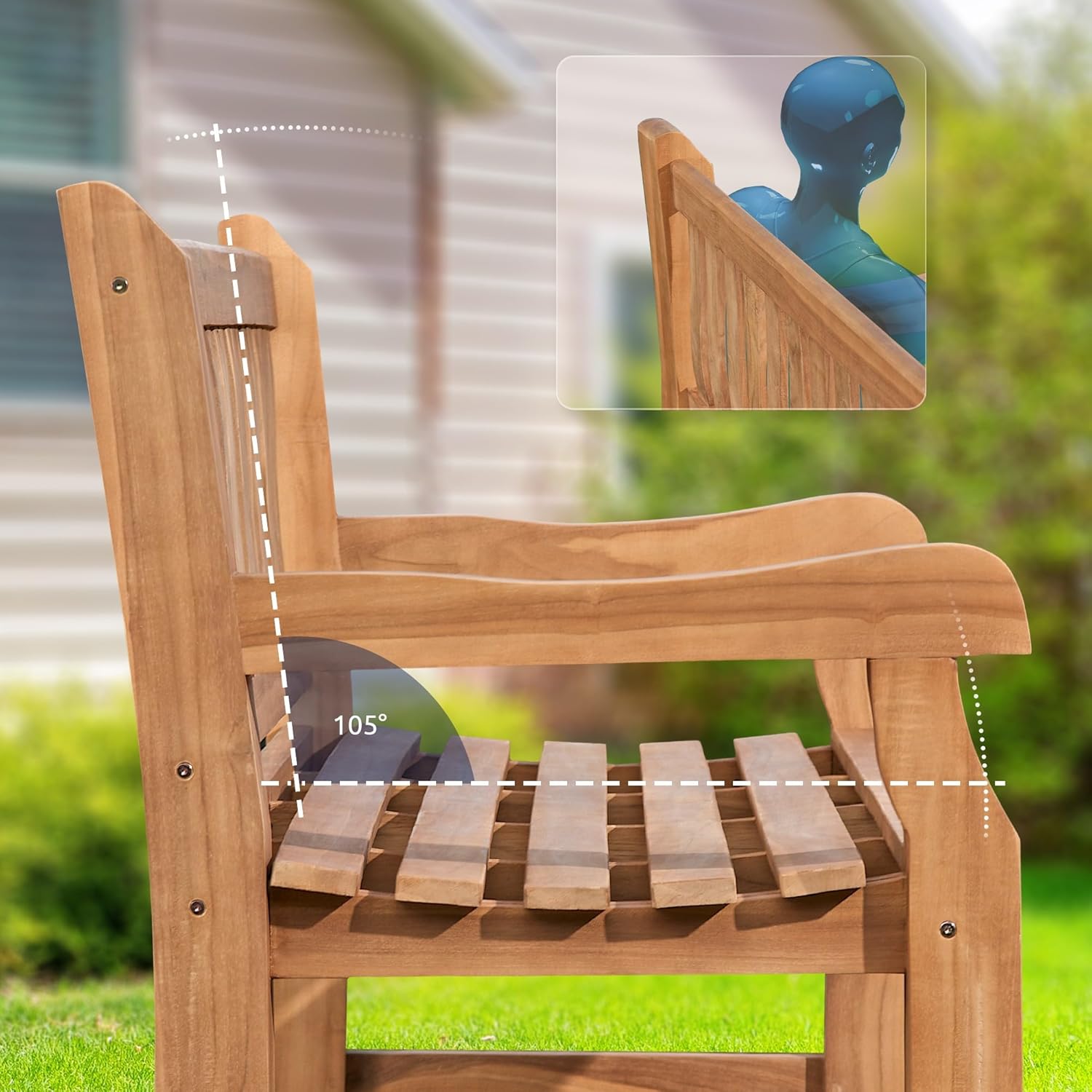 CLP Teakbank Jackson V2 I Wetterfeste Holzbank mit Rückenlehne I Stabile Gartenbank aus massivem Teakholz, Farbe:Teak, Größe:200 cm