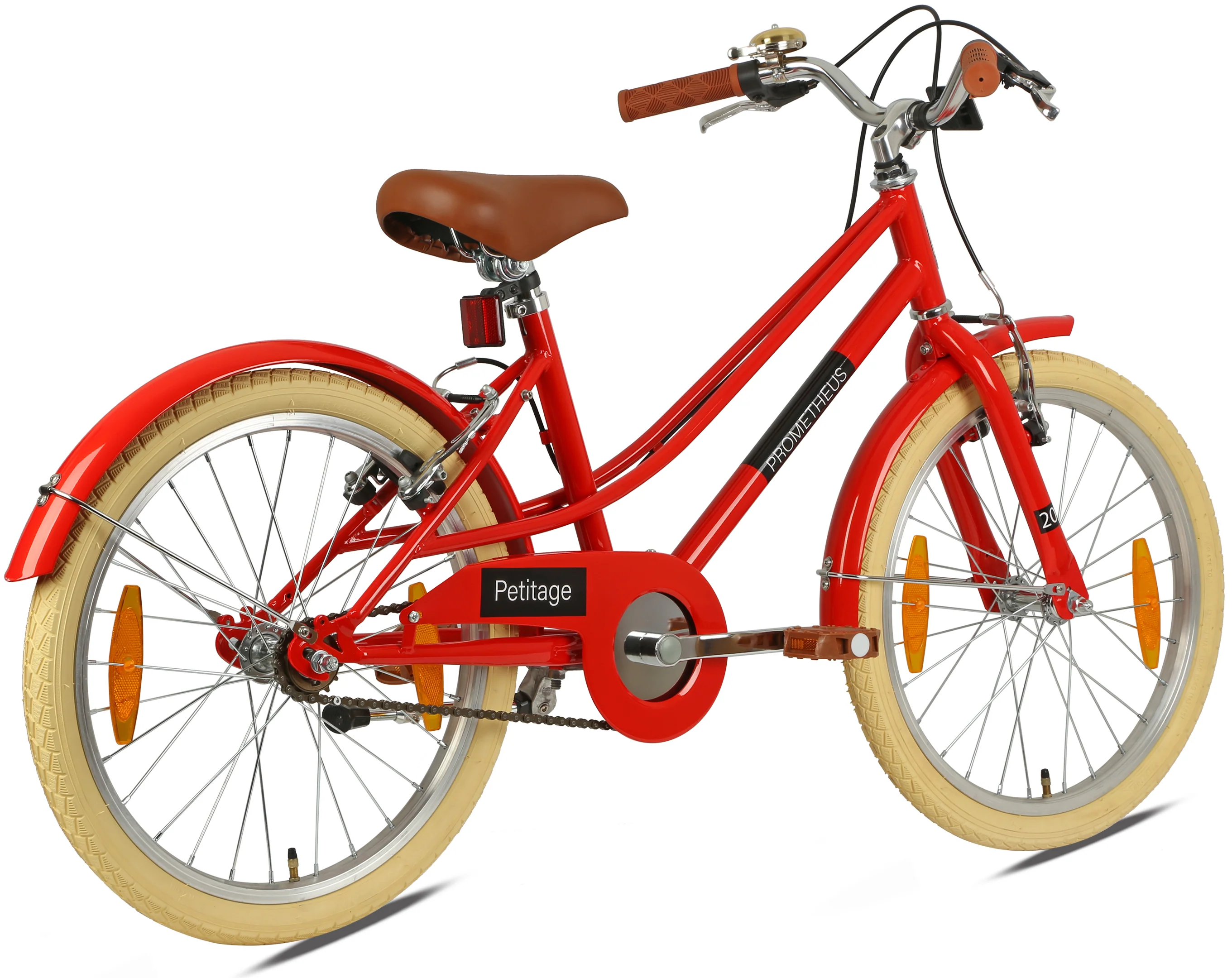2025 Bicicleta Infantil Retro de 20 Pulgadas, Roja, desde 6-7 Años