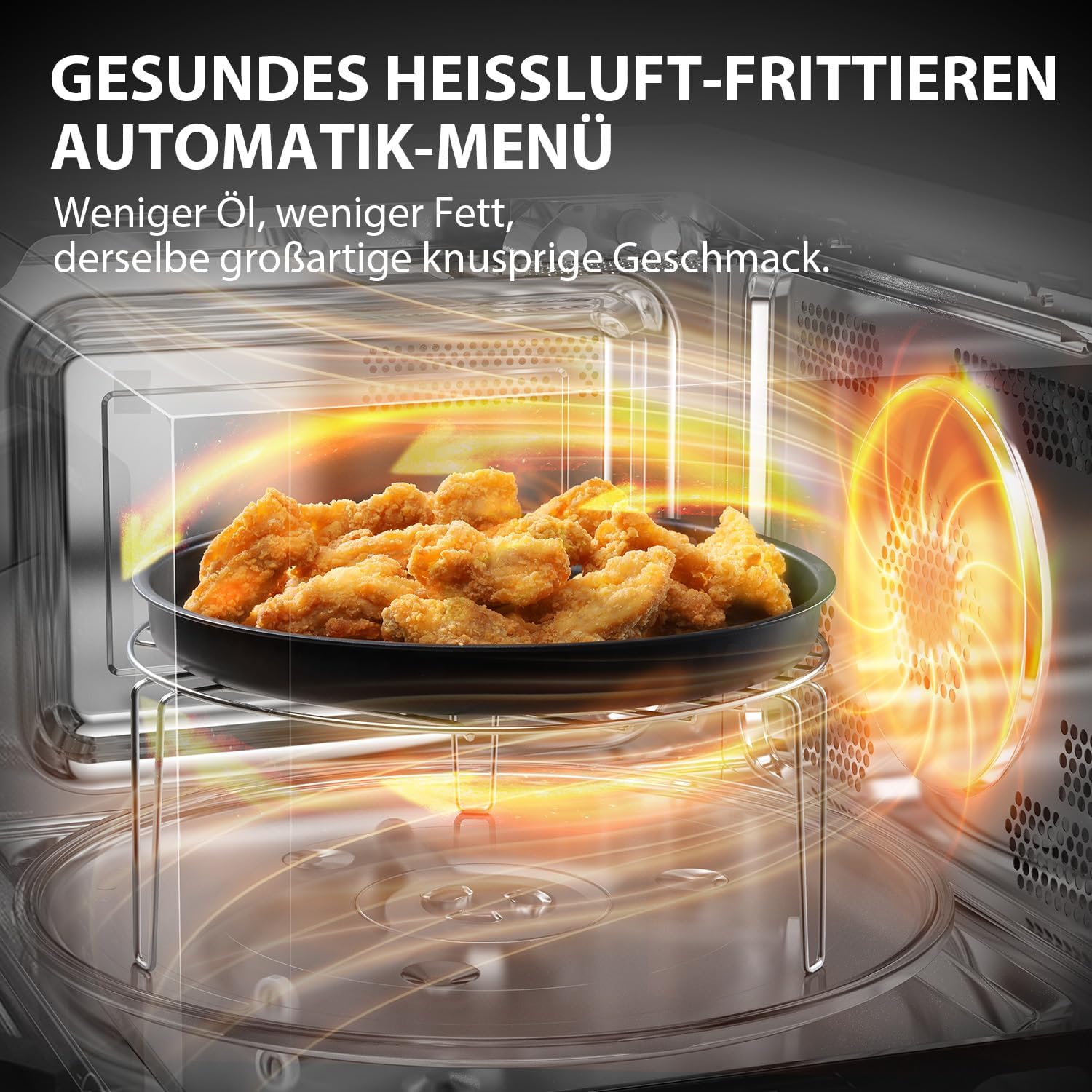 Toshiba MW3-AC26SFI(BK) Mikrowelle mit Grill und Heißluft/6-in-1 Mikrowellenofen/26L/1000W Grill/Origin-Inverter/Chef-Auftaufunktion/Convection/Kombigaren/Grill/Heißluftfritteuse/Automatikmenü/Schwarz
