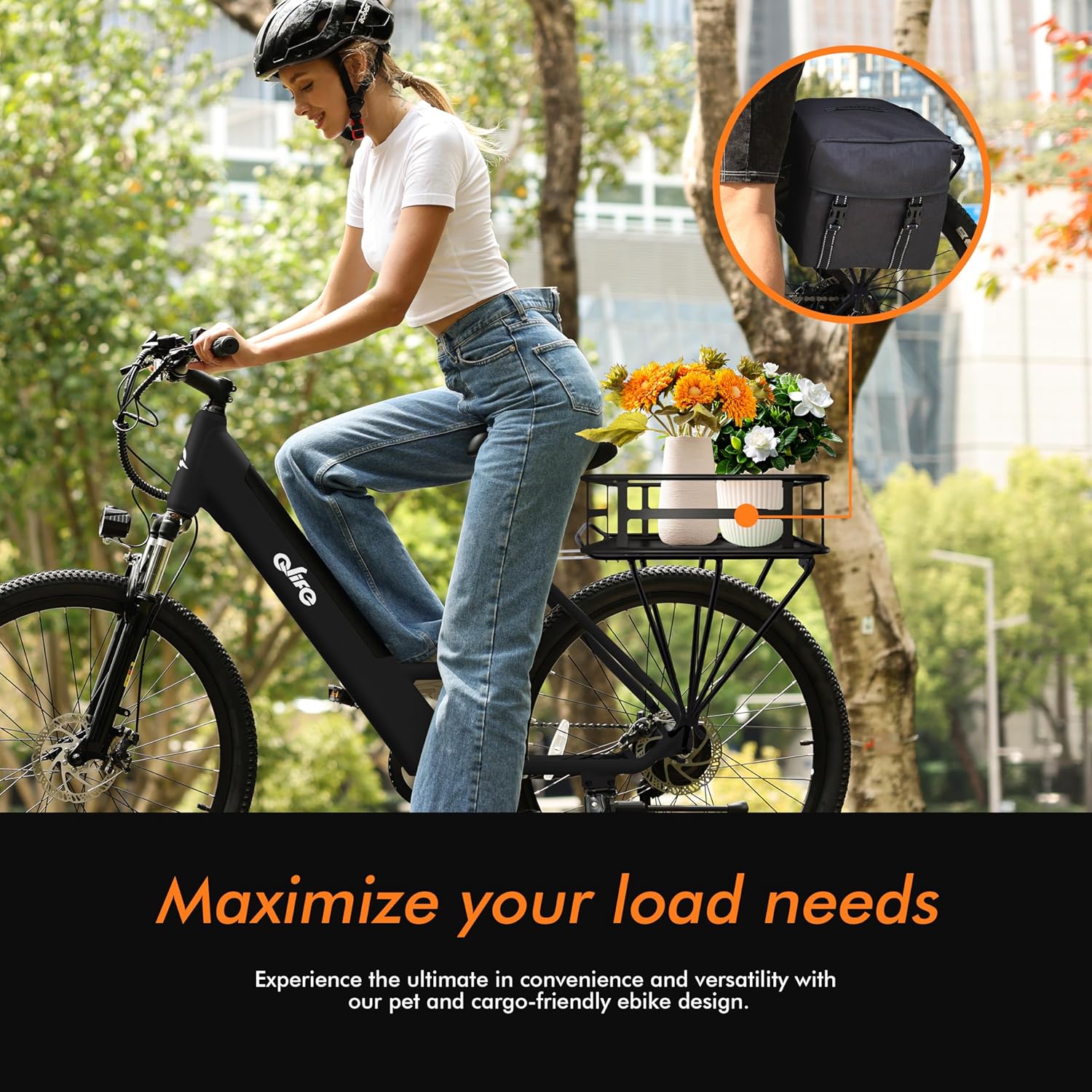 Qlife Cityone Electric Bike for Adults 26 Step-Through 22MPH Ebike with 2.1 Tire,UL2849 Certified Built-in Removable Battery,Peak 750W Motor Ebikes with 7 Speed, Commuter E Bicycle