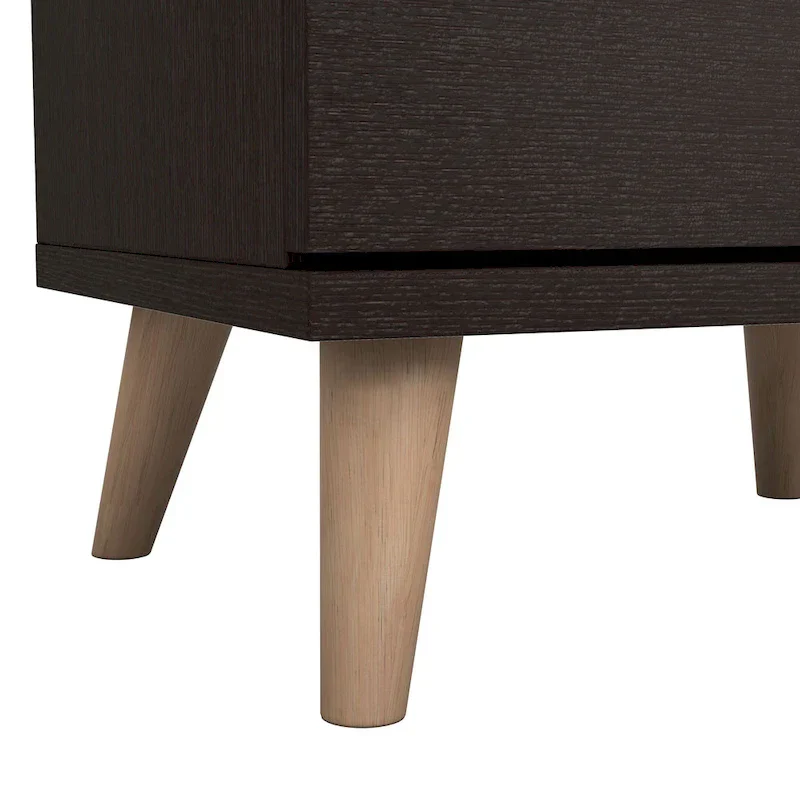Denhour Mid-Century Modern Cappuccino 2-Drawer Nightstand - DH BASIC Collection