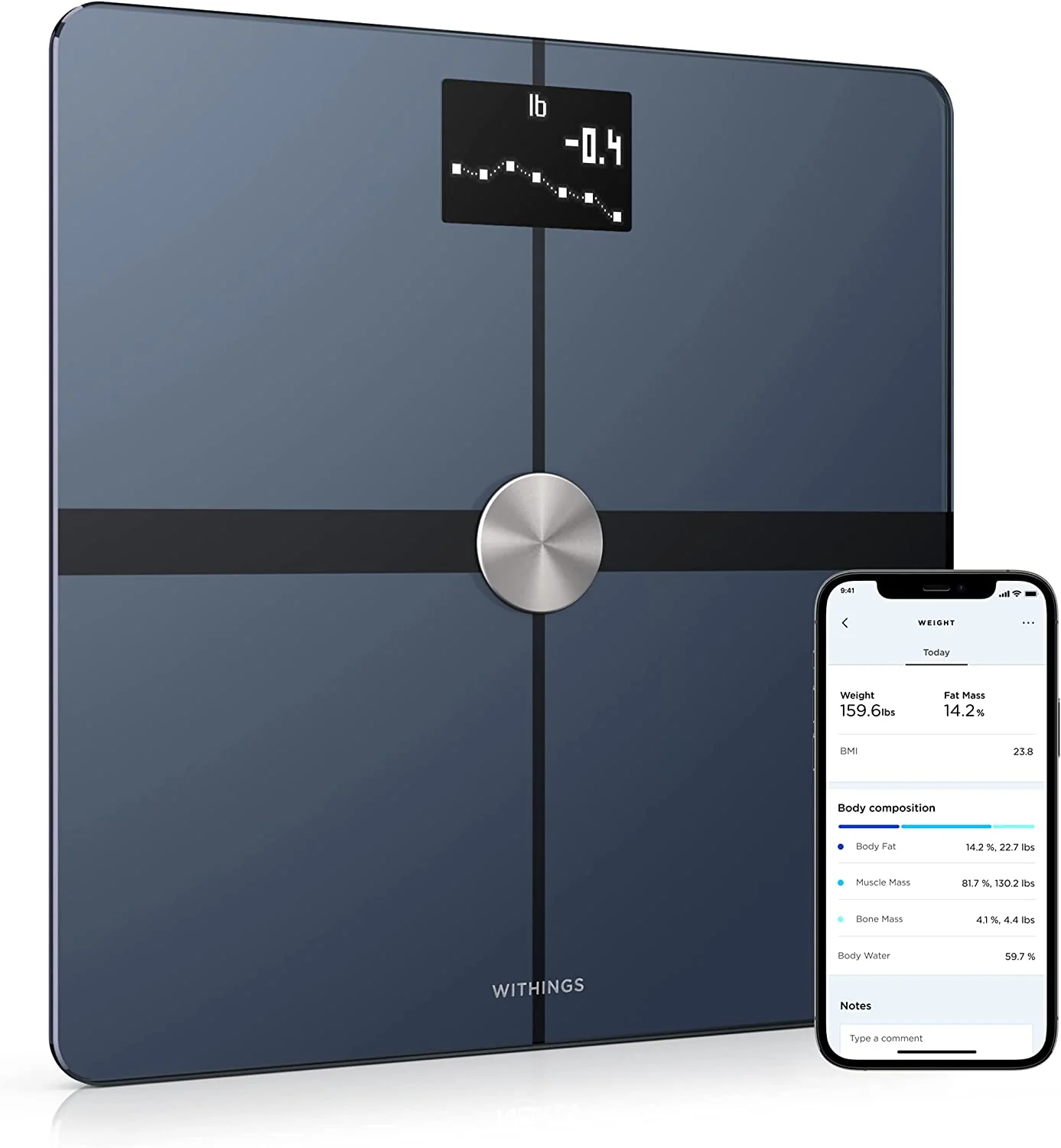 2025 Withings Body+ - Báscula Digital Wi-Fi Inteligente con Sincronización Automática a la App del Smartphone
