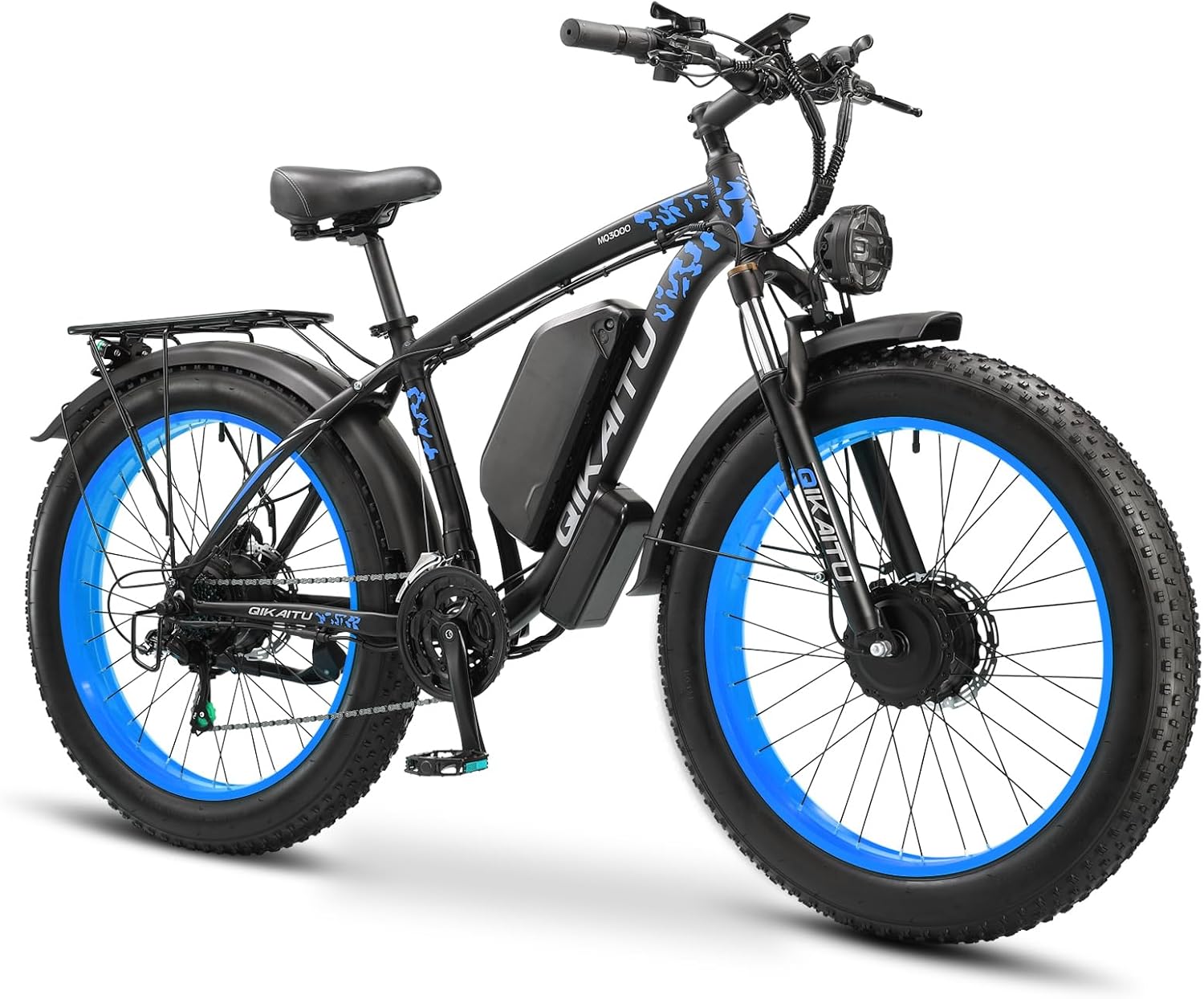 Electric Bike for Adult, 26 x 4.0 Fat Tire Ebike, 1000W/2000W Peak Electric Bicycle, 48V 13/17.5/23AH Waterproof Battery, Front Suspension Ebike, 27MPH-46MPH, Adjustable Seat, UL and GCC Certified