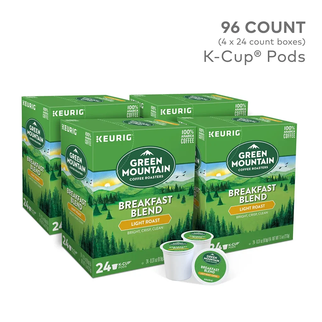 Green Mountain Coffee Roasters Breakfast Blend Light Roast K-Cup Pods, 96 Count