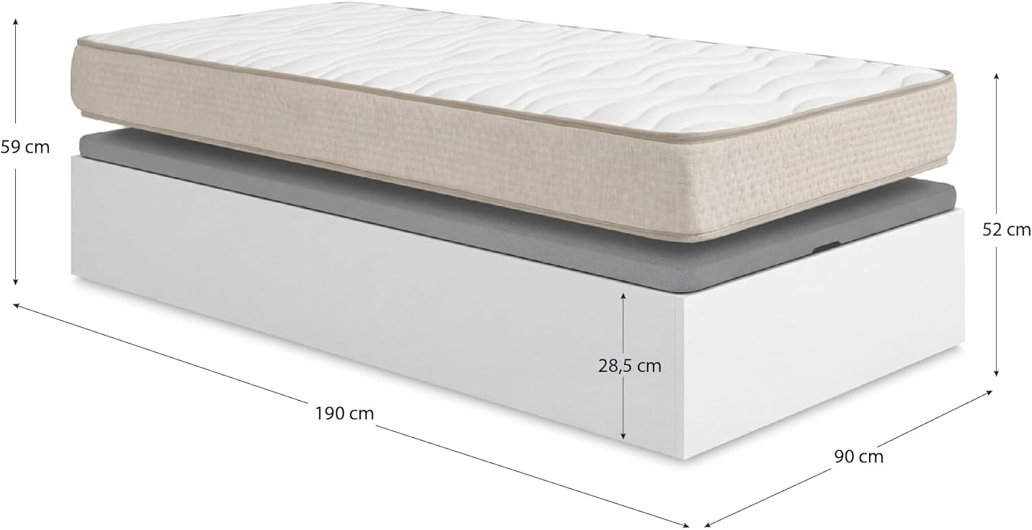DEKIT - Pack Ahorro Juvenil Canapé abatible Nest con Colchón viscoelástico Nova 90 x 190 cm, Altura 20 cm