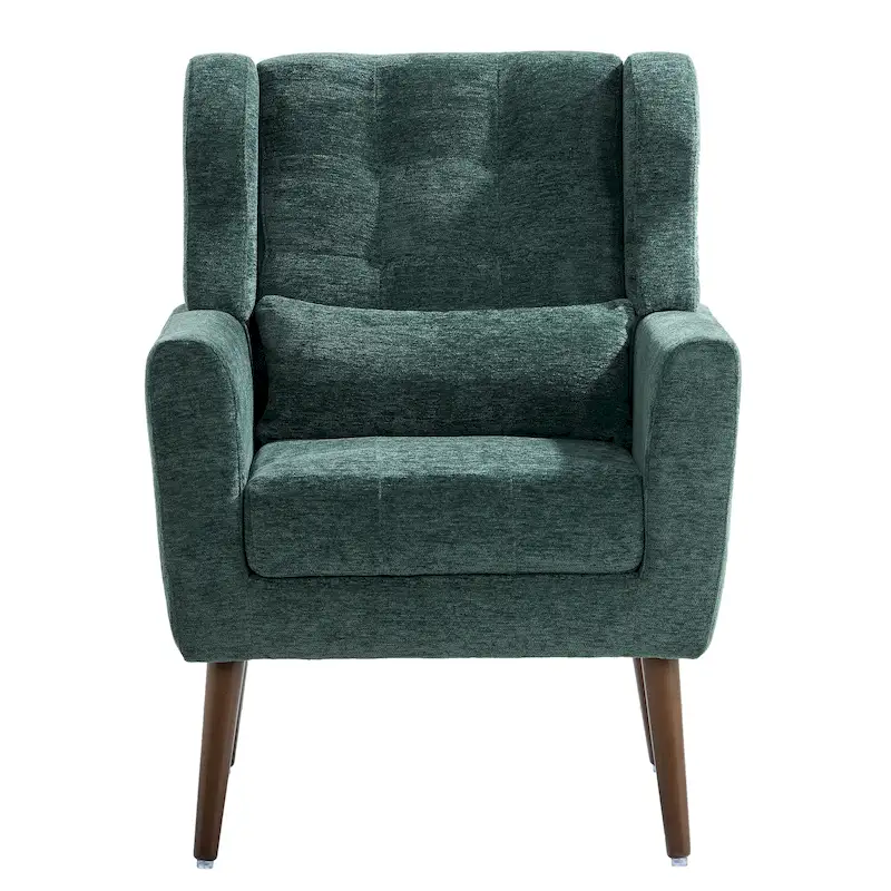 Cozy Mid-Century Reading Chair Upholstered in Chenille Fabric