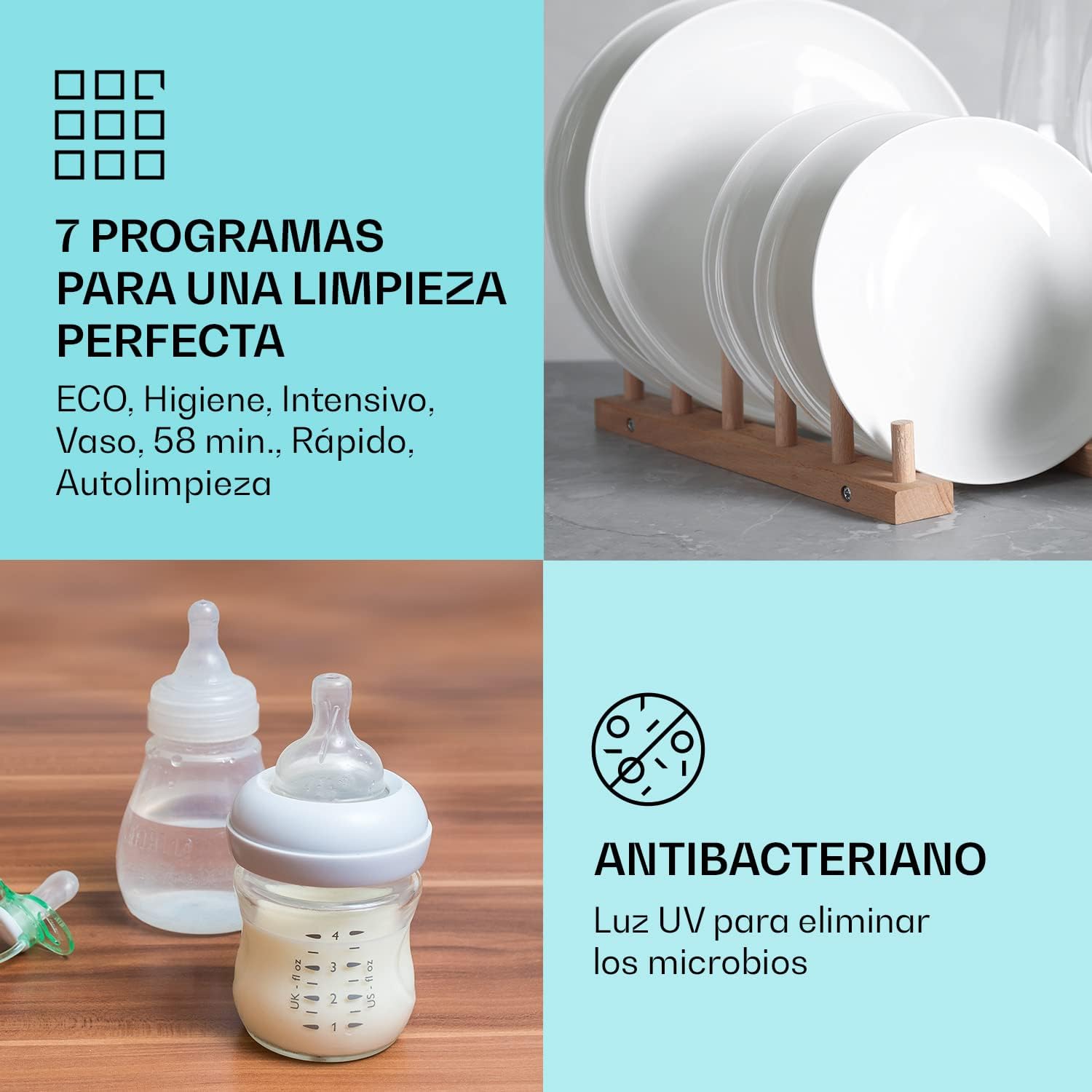 Lavavajillas Klarstein para Encimera Pequeña, Mini Lavavajillas 6 Cubiertos Portátil en Mesa Silenciosa, 6 Programas de Lavado, Lavavajillas Compacto para Uso en Hogar y Oficina