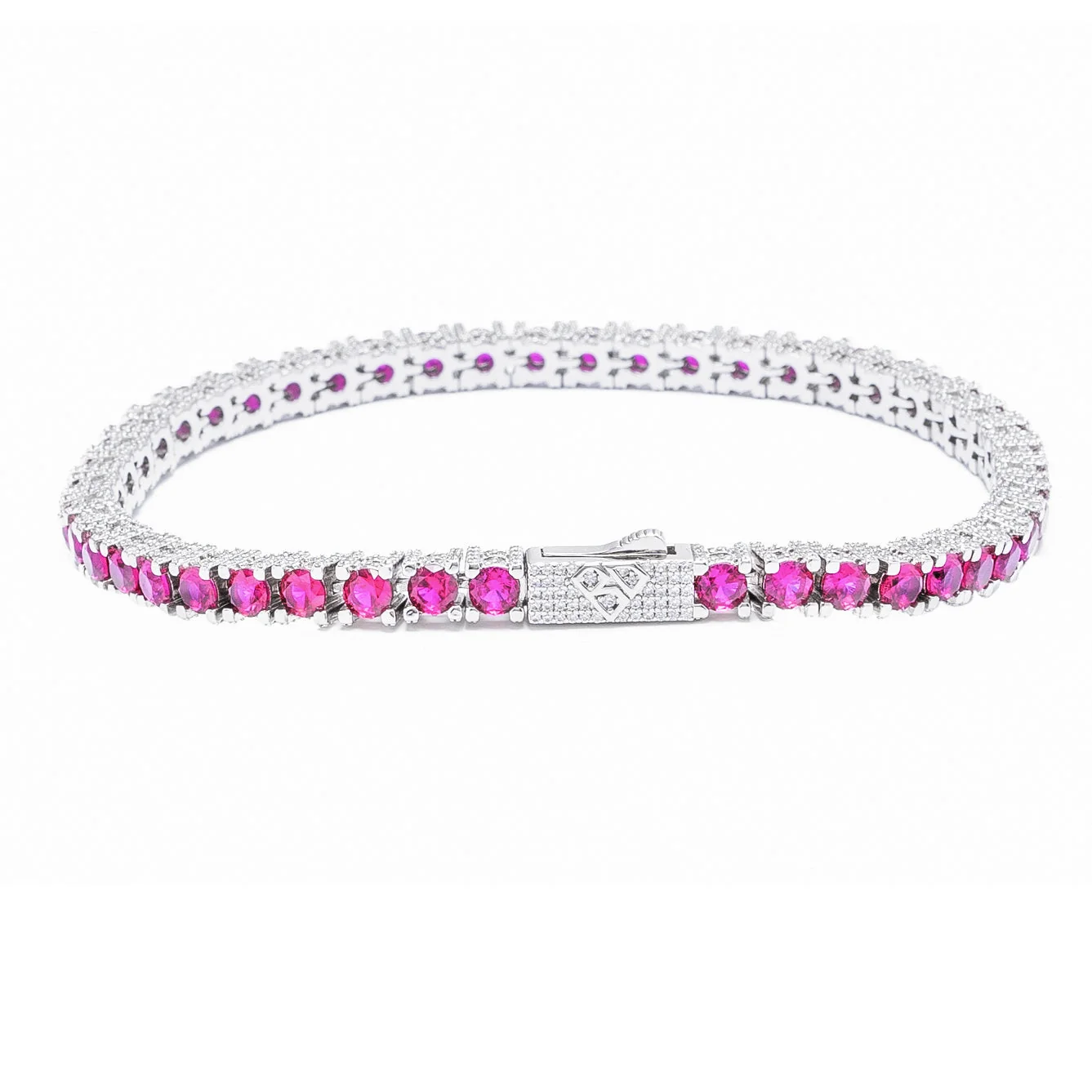 Big Daddy 4MM Silver Ruby Tennis Iced Out Bracelet
