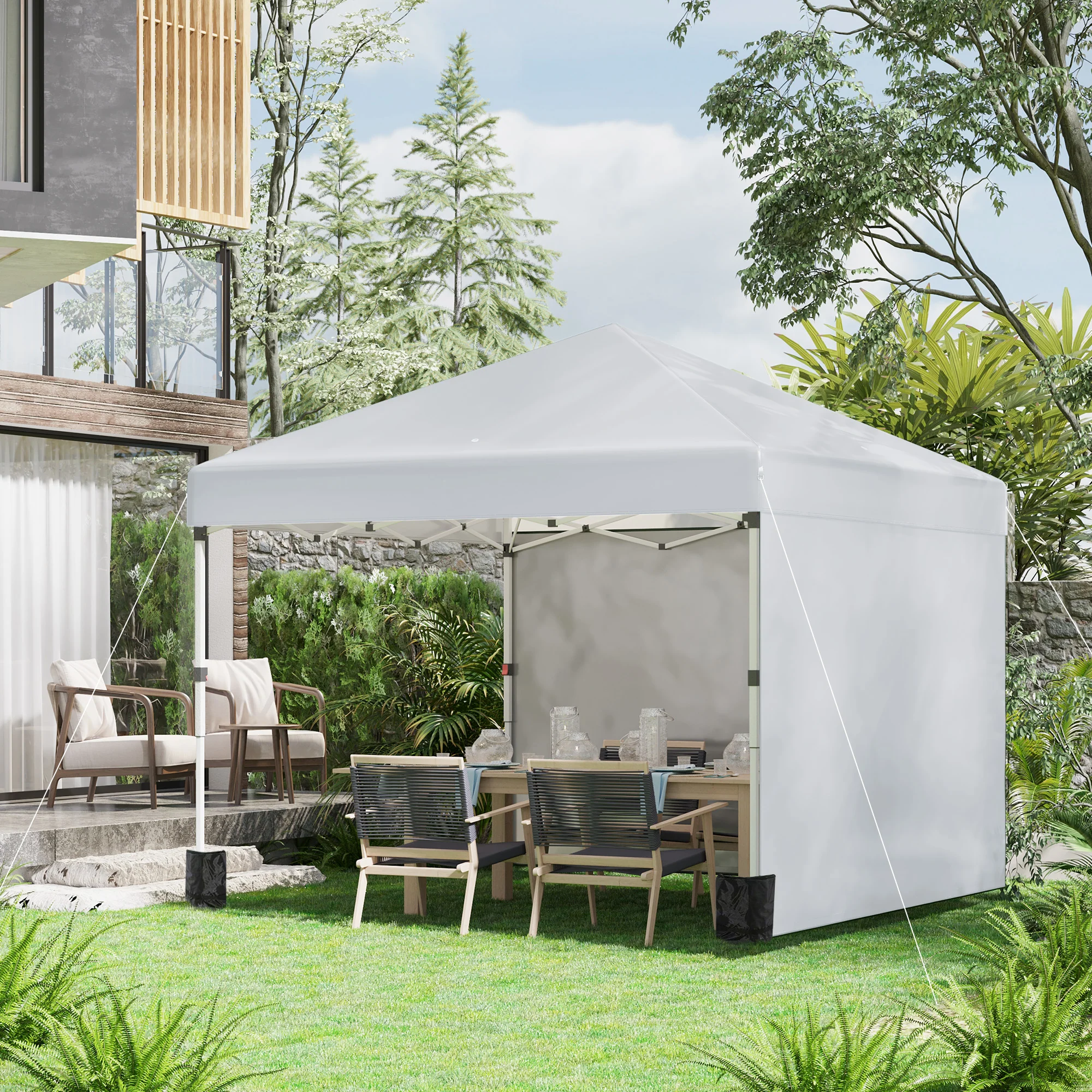 Outsunny Faltpavillon höhenverstellbar UV30+ mit Seitenwänden