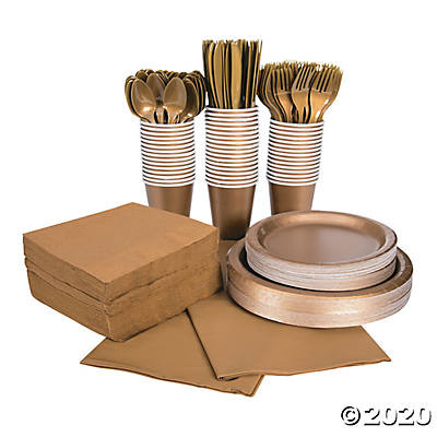 Metallic Gold Tableware Party COMPLETE Pack for 48 | 386820