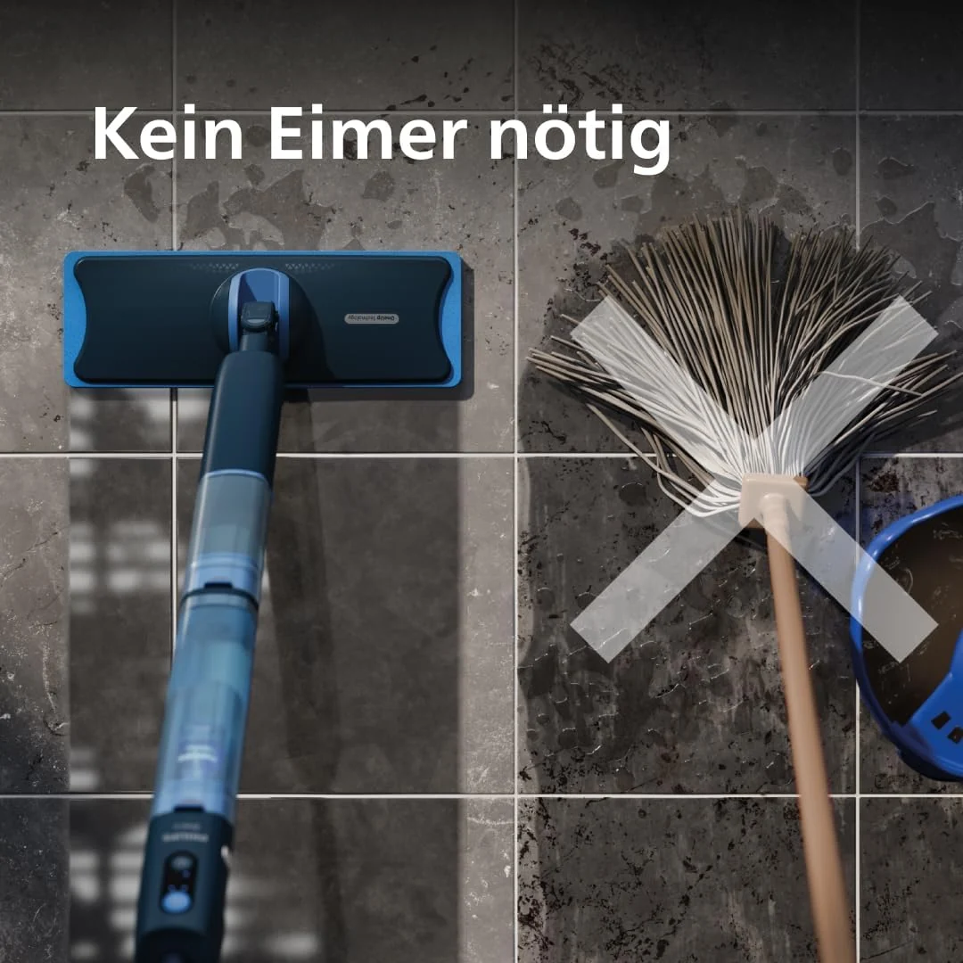 2026 Philips OneUp 5000 Serie Elektrischer Wischmopp - 2X sauberere Böden², 2X schnelleres Wischen, Zwei Feuchtigkeitseinstellungen für Harte & empfindliche Böden, Kabellos mit 360° Drehgelenk (XV5113/01)