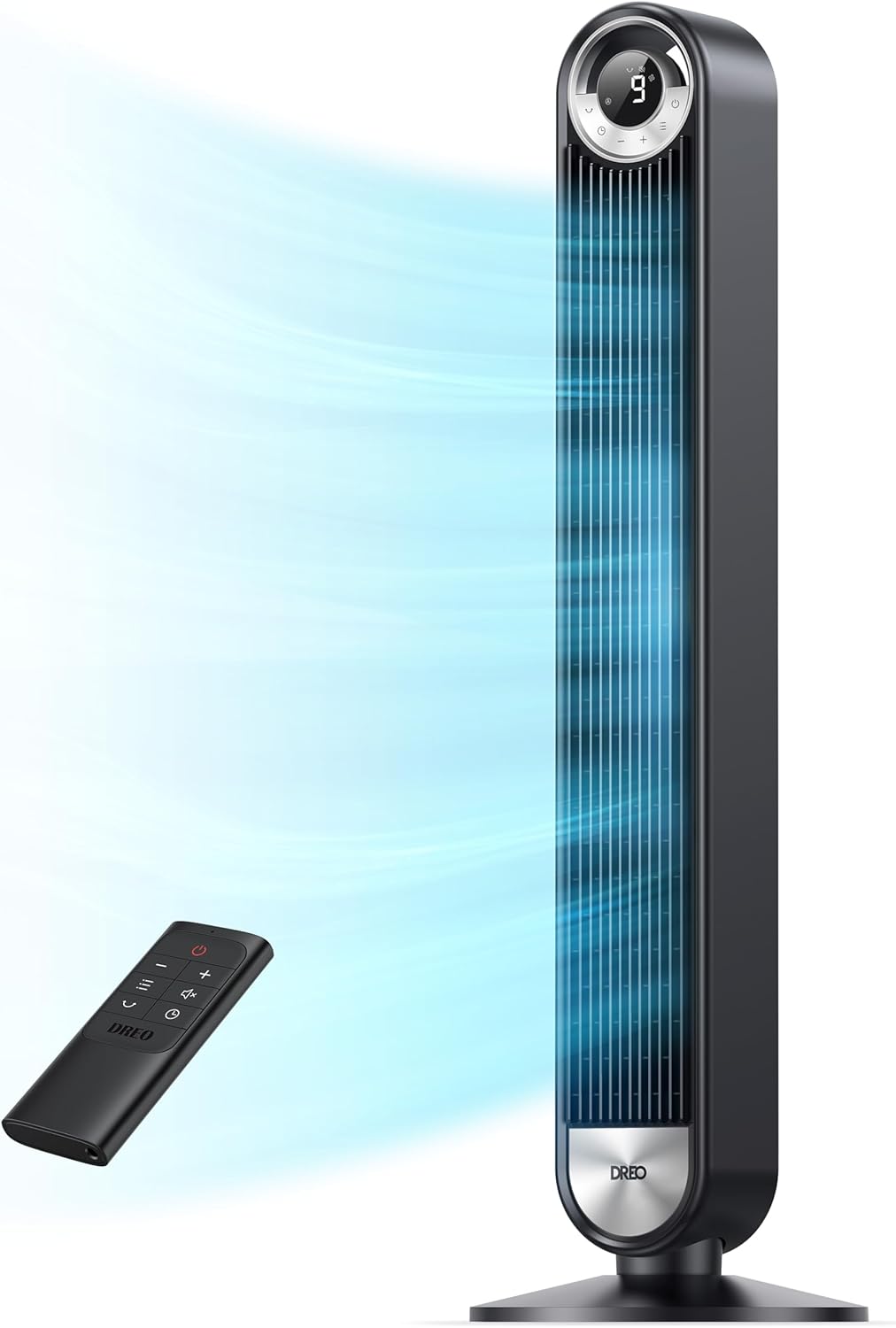 Dreo - Ventilador de torre con mando a distancia, ventiladores oscilantes de 90° de ancho para dormitorio, 106,7 cm, 6 velocidades, 3 + 1 modos, gran pantalla LED, control táctil, temporizador 12h