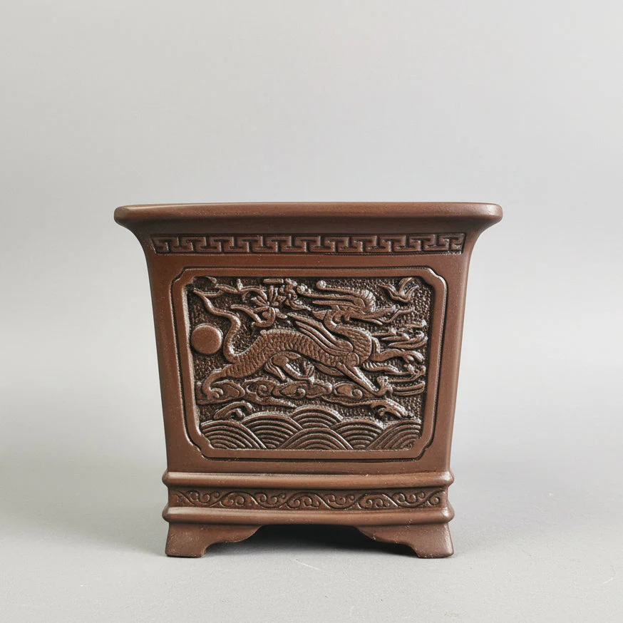 25cm Premium Unglazed Bonsai Pot | Cascade | 25cm x 25cm x 23cm | Brown