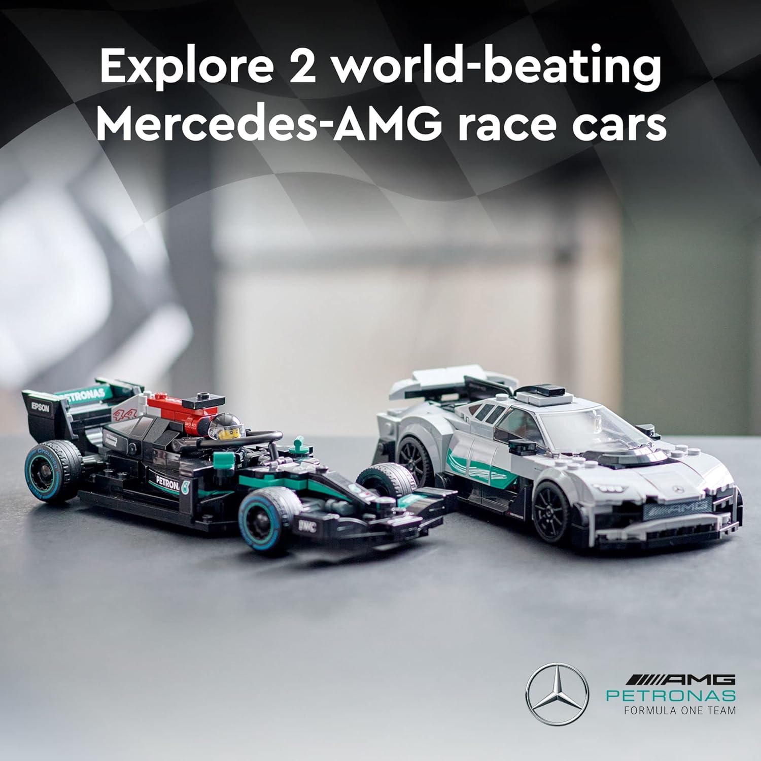 LEGO 76909 Mercedes-AMG, F1, W12, E Performance och Mercedes-AMG Project One