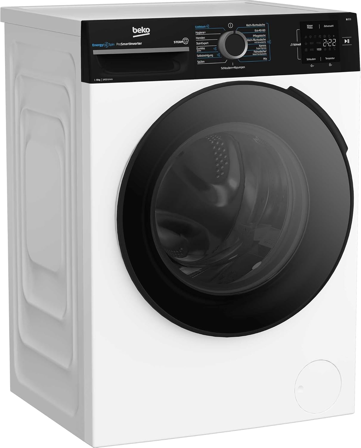 Beko WMC81464ST1 Waschmaschine, Bluetooth, 8 kg, ProSmart Inverter Motor, Dampffunktion, Pet Hair Removal, Watersafe+, Weiß