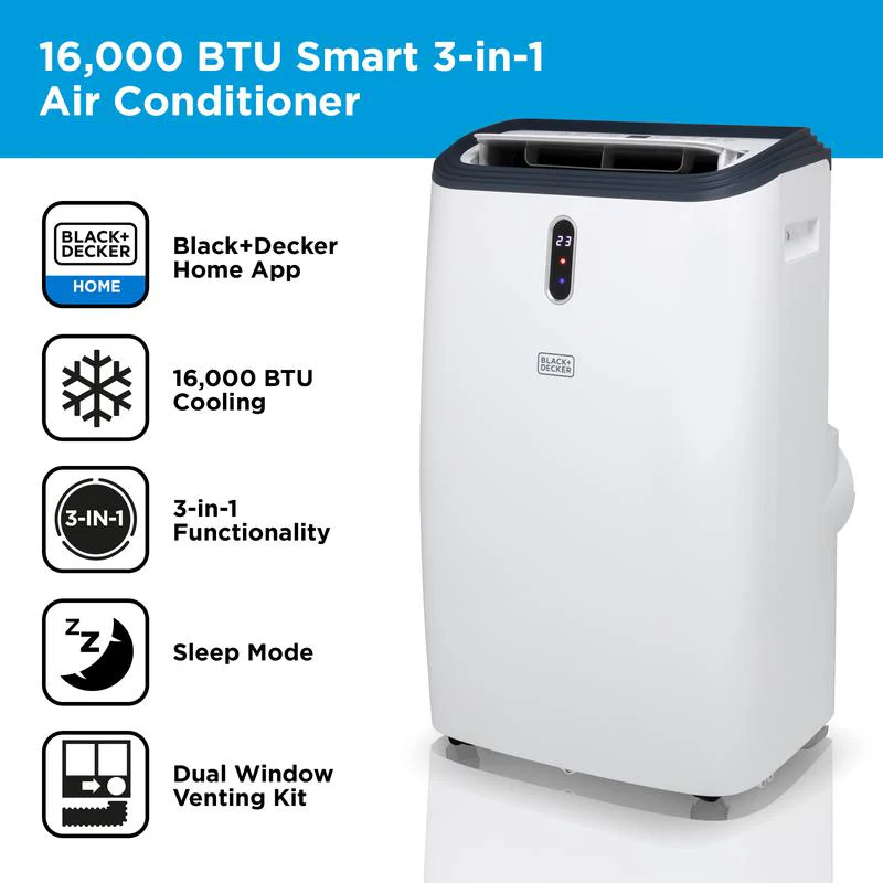 Aire Acondicionado Inteligente Portátil 3 en 1 16000 BTU Black+Decker BXAC40018GB