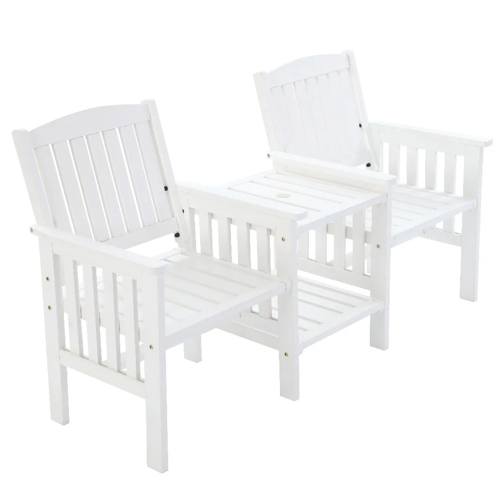Weather-Resistant 2-Seater Garden Bench with Table, Gardeon
