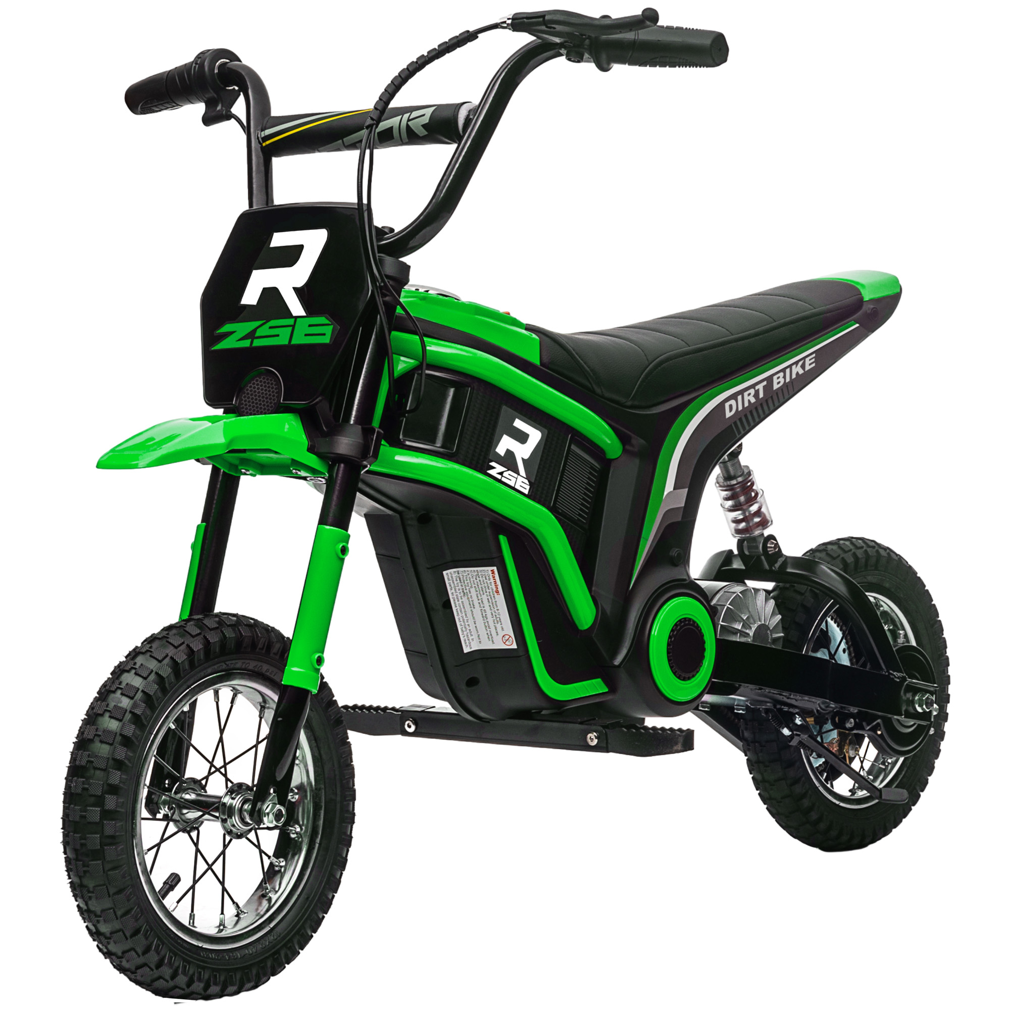 HOMCOM Elektrische Kindermotor, 24V motor, instelbare snelheid, muziek & lichten, Groen