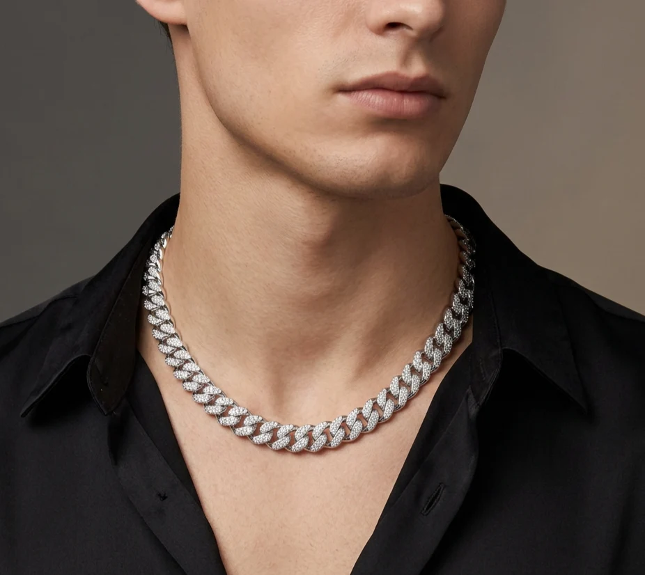 Big Daddy 8MM Iced Out Silver Cuban Link Chain