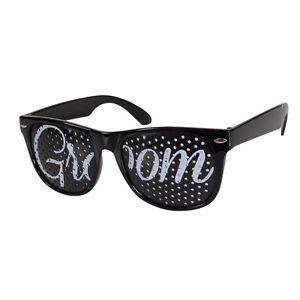 Black Groom Pinhole Glasses With Black Groom Text GB1000